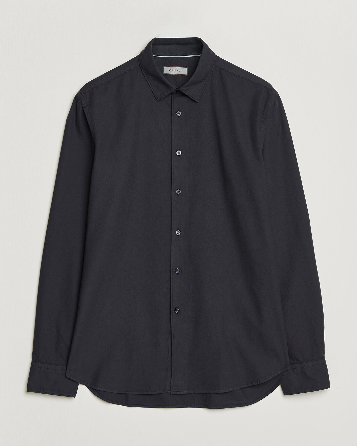 Herre | Skjorter | Canali | Garment Dyed Cotton Shirt Navy