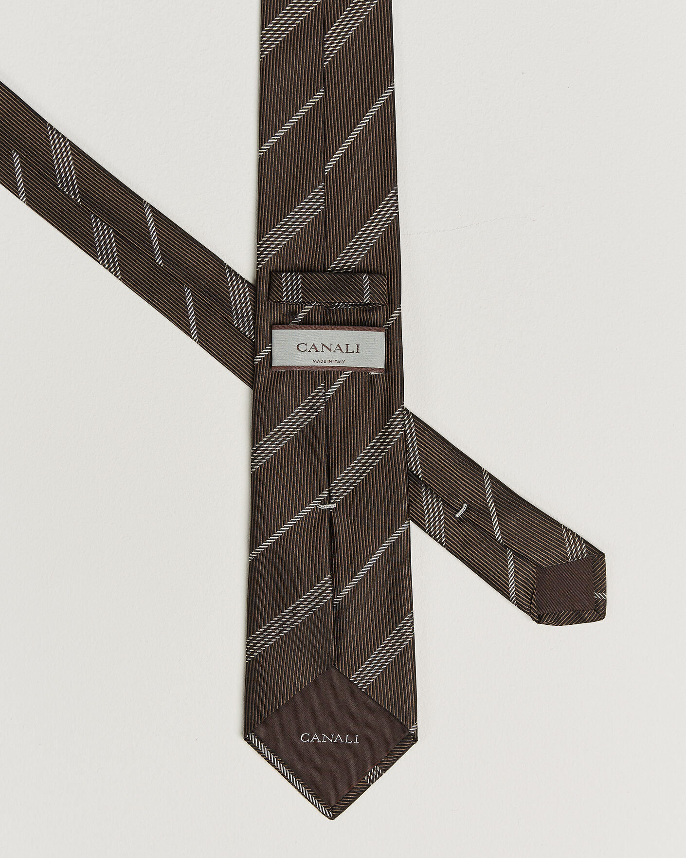 Herre | Slips | Canali | Regimental Stripe Silk Tie Brown