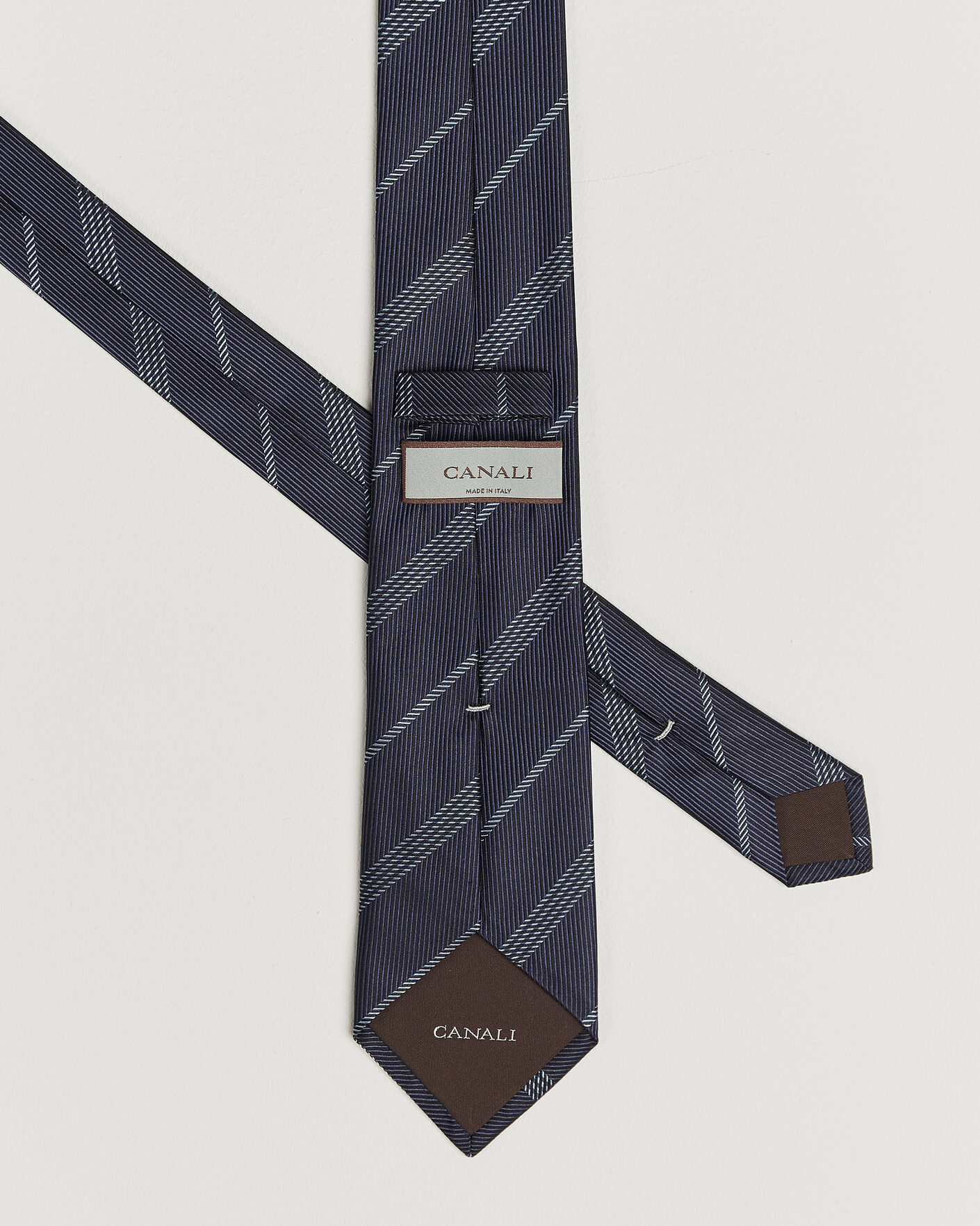 Herre | Slips | Canali | Regimental Stripe Silk Tie Navy