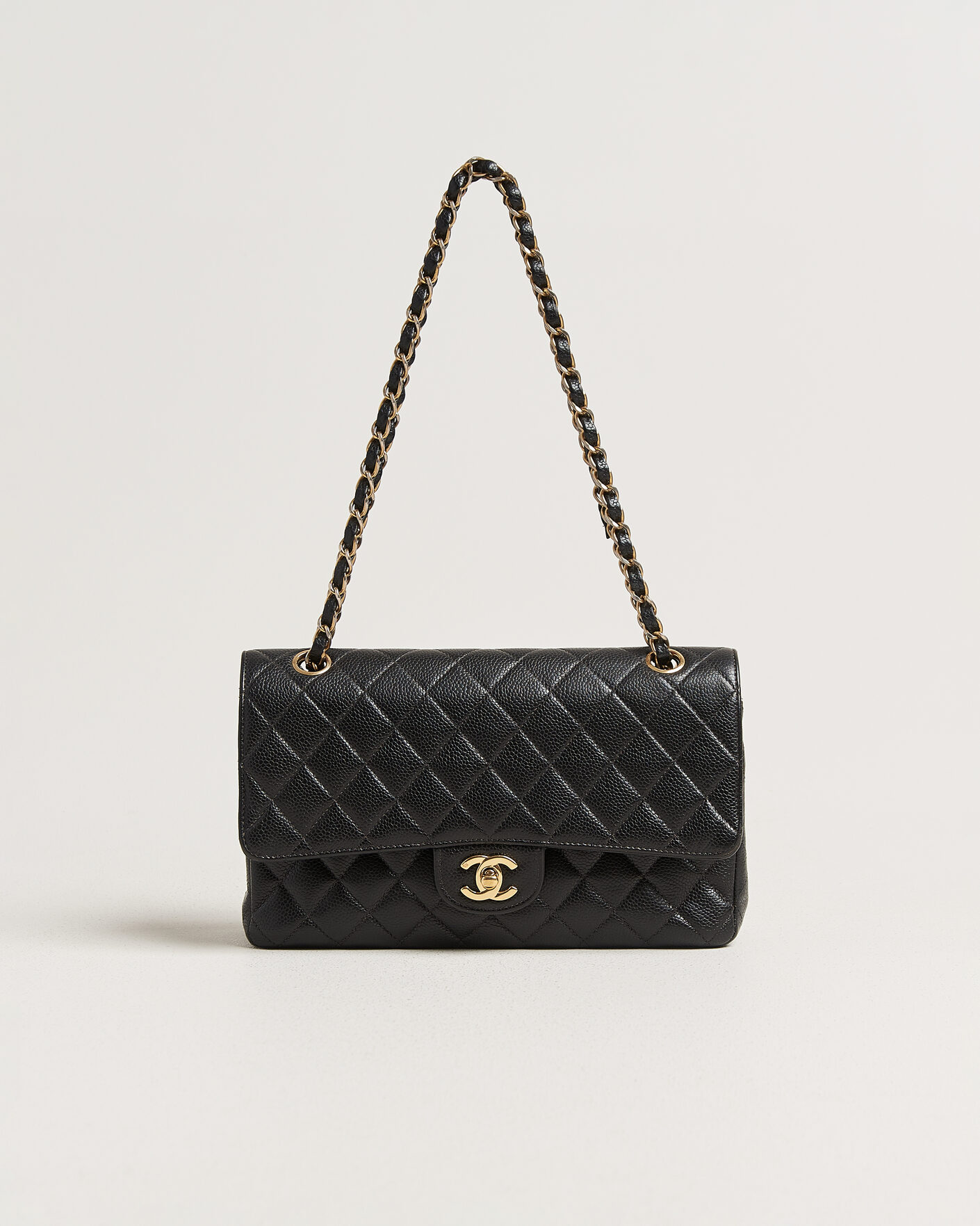Herre | Chanel Pre-Owned Classic Medium Double Flap Bag Caviar Leather Black | Chanel Pre-Owned | Classic Medium Double Flap Bag Caviar Leather Black