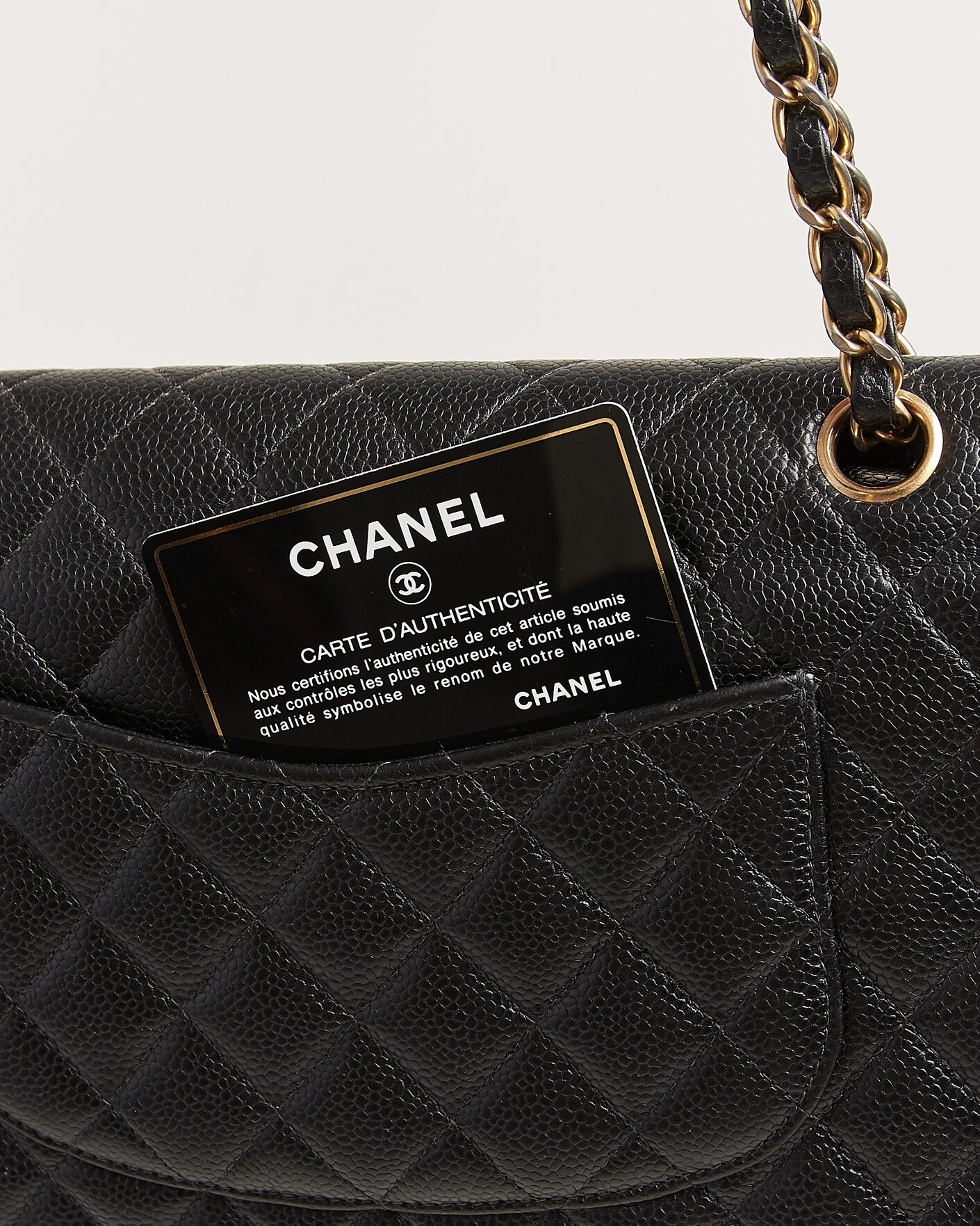 Herre | Chanel Pre-Owned Classic Medium Double Flap Bag Caviar Leather Black | Chanel Pre-Owned | Classic Medium Double Flap Bag Caviar Leather Black