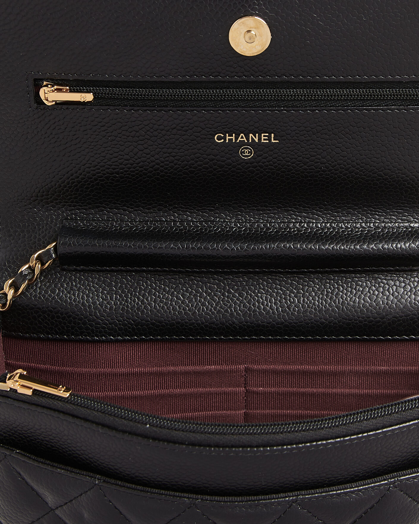 Herre | Pre-Owned & Vintage Bags | Chanel Pre-Owned | Wallet On Chain Caviar Leather Black