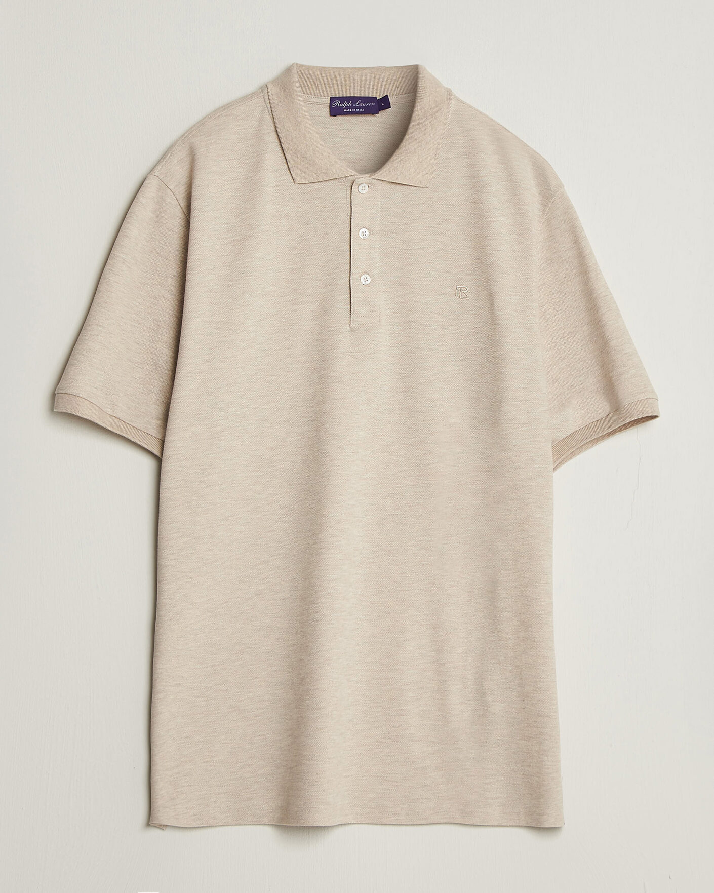 Herre | Polotrøjer | Ralph Lauren Purple Label | Short Sleeve Mercerized Cotton Polo Beige Melange
