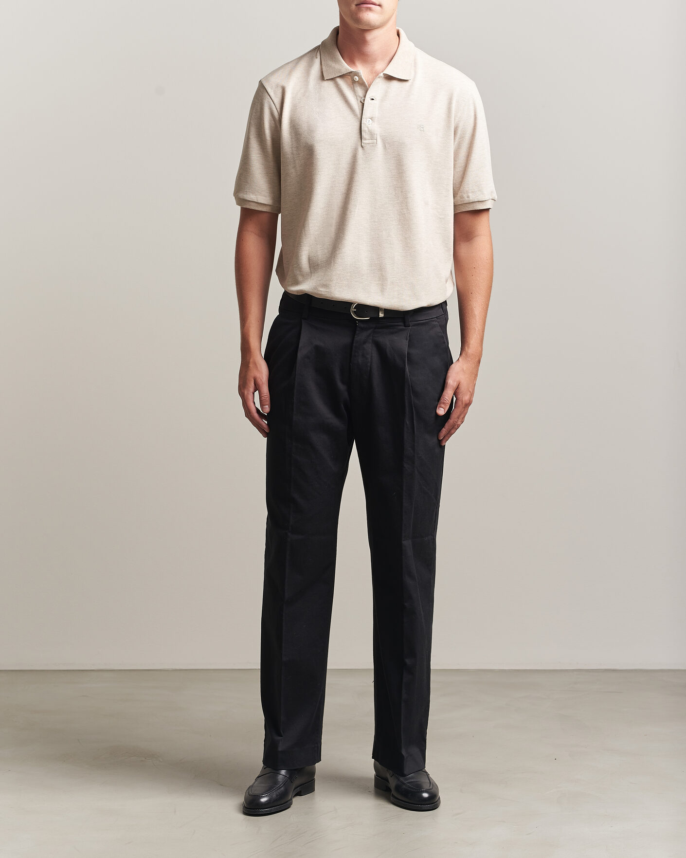 Herre | Polotrøjer | Ralph Lauren Purple Label | Short Sleeve Mercerized Cotton Polo Beige Melange