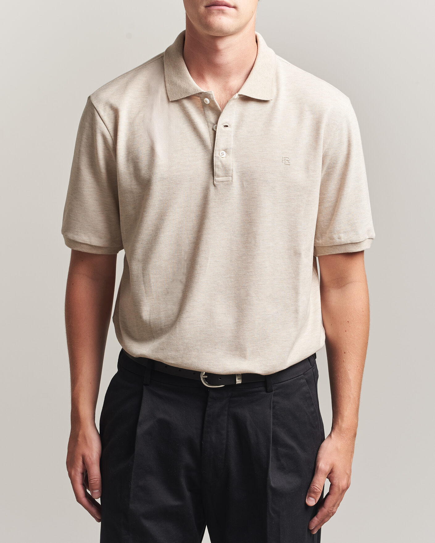 Herre | Polotrøjer | Ralph Lauren Purple Label | Short Sleeve Mercerized Cotton Polo Beige Melange