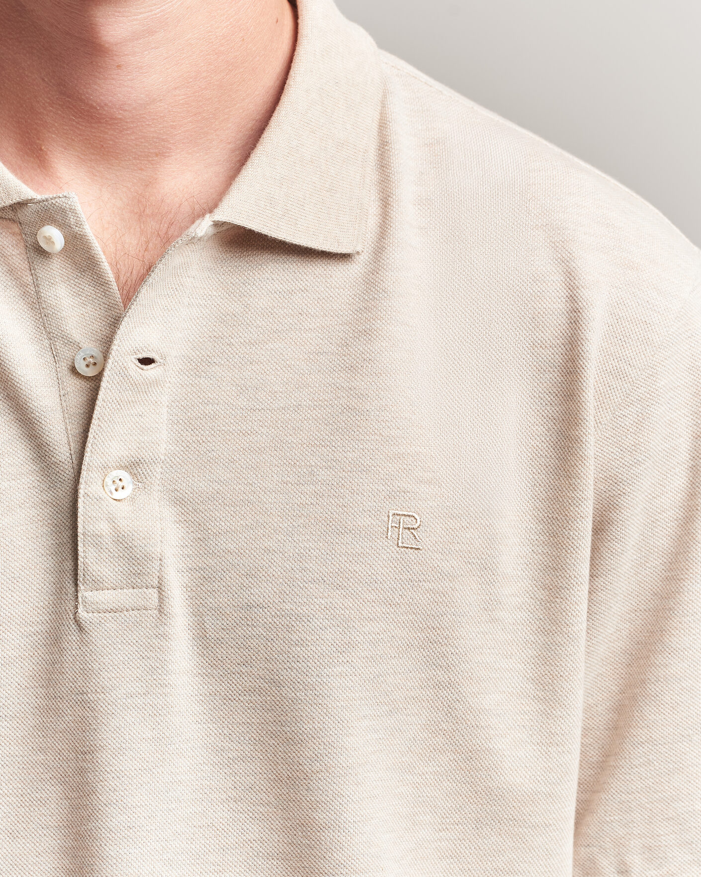 Herre | Polotrøjer | Ralph Lauren Purple Label | Short Sleeve Mercerized Cotton Polo Beige Melange