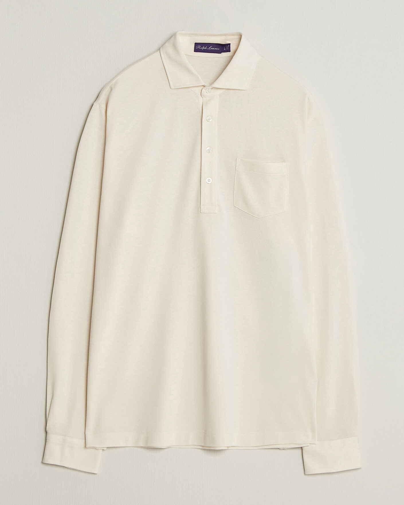 Herre | Polotrøjer | Ralph Lauren Purple Label | Long Sleeve Washed Polo Classic Cream