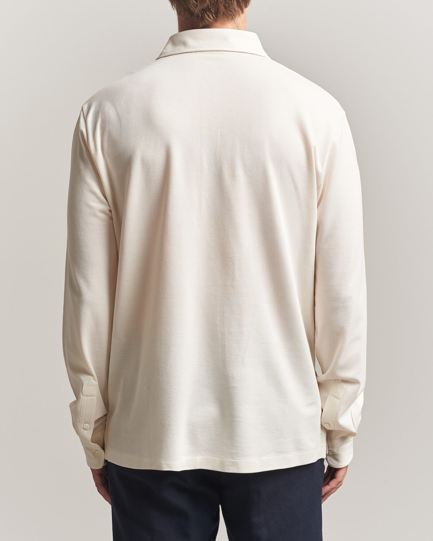 Herre | Polotrøjer | Ralph Lauren Purple Label | Long Sleeve Washed Polo Classic Cream