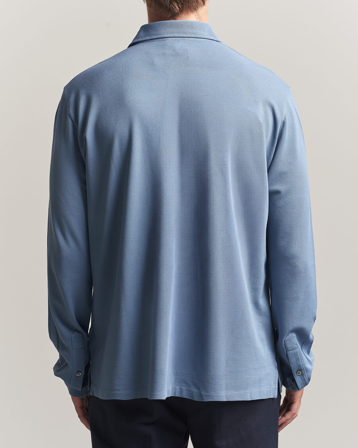 Herre | Polotrøjer | Ralph Lauren Purple Label | Long Sleeve Washed Polo Blue Horizon