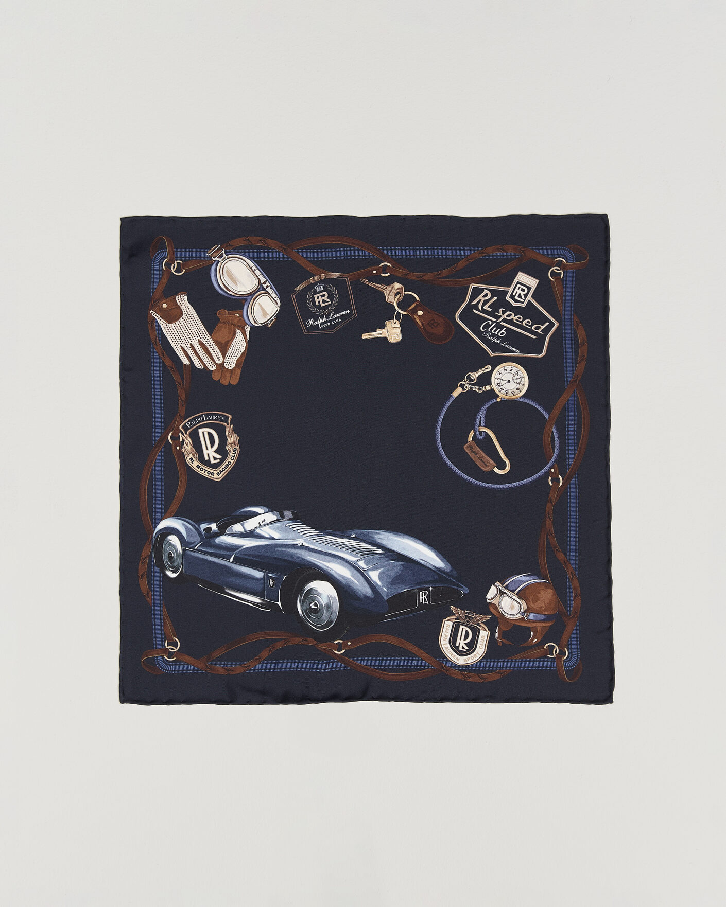 Herre | Lommeklude | Ralph Lauren Purple Label | Speed Club Silk Pocket Square Navy