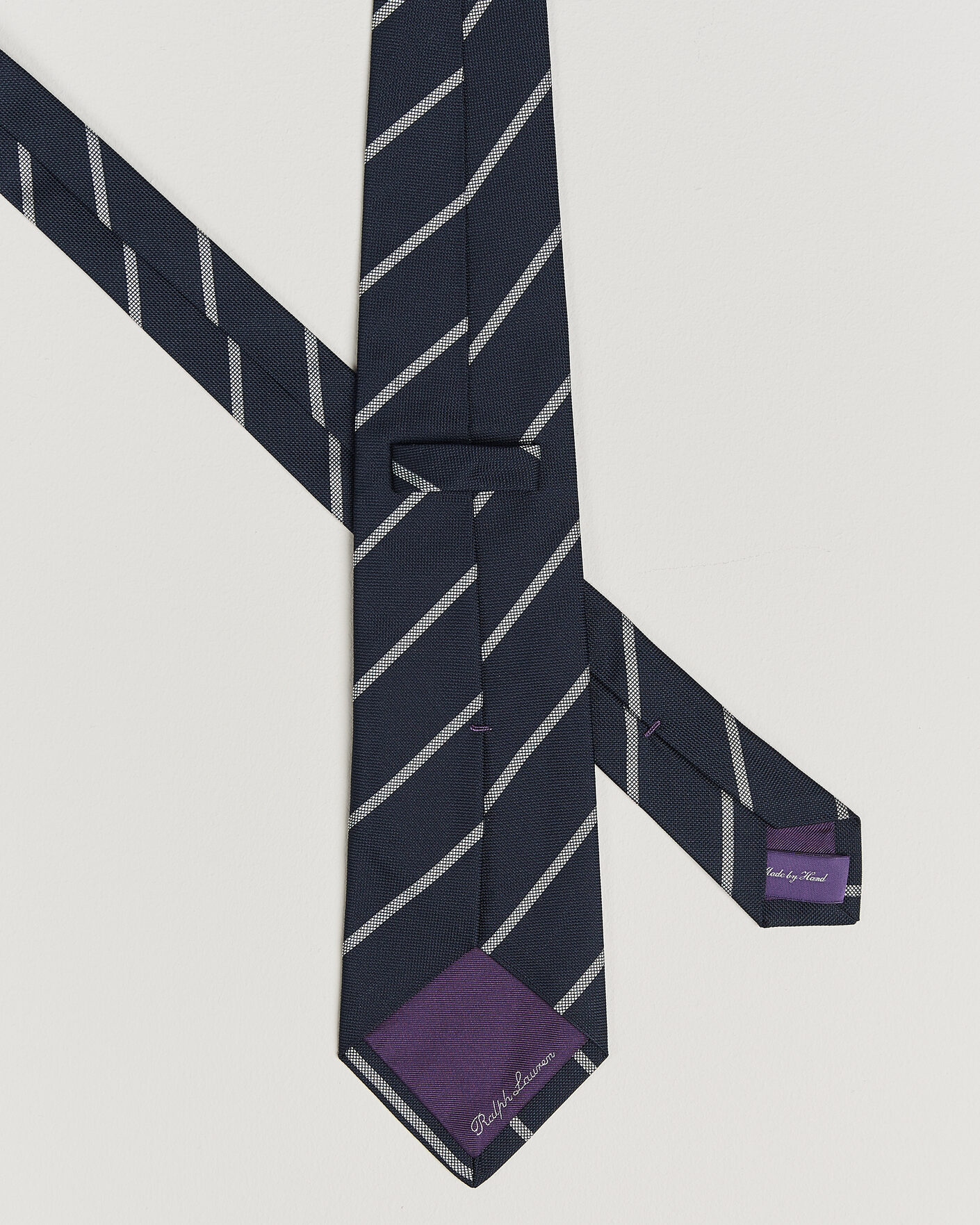 Herre | Slips | Ralph Lauren Purple Label | Regimental Stripe Silk Tie Navy/Silver