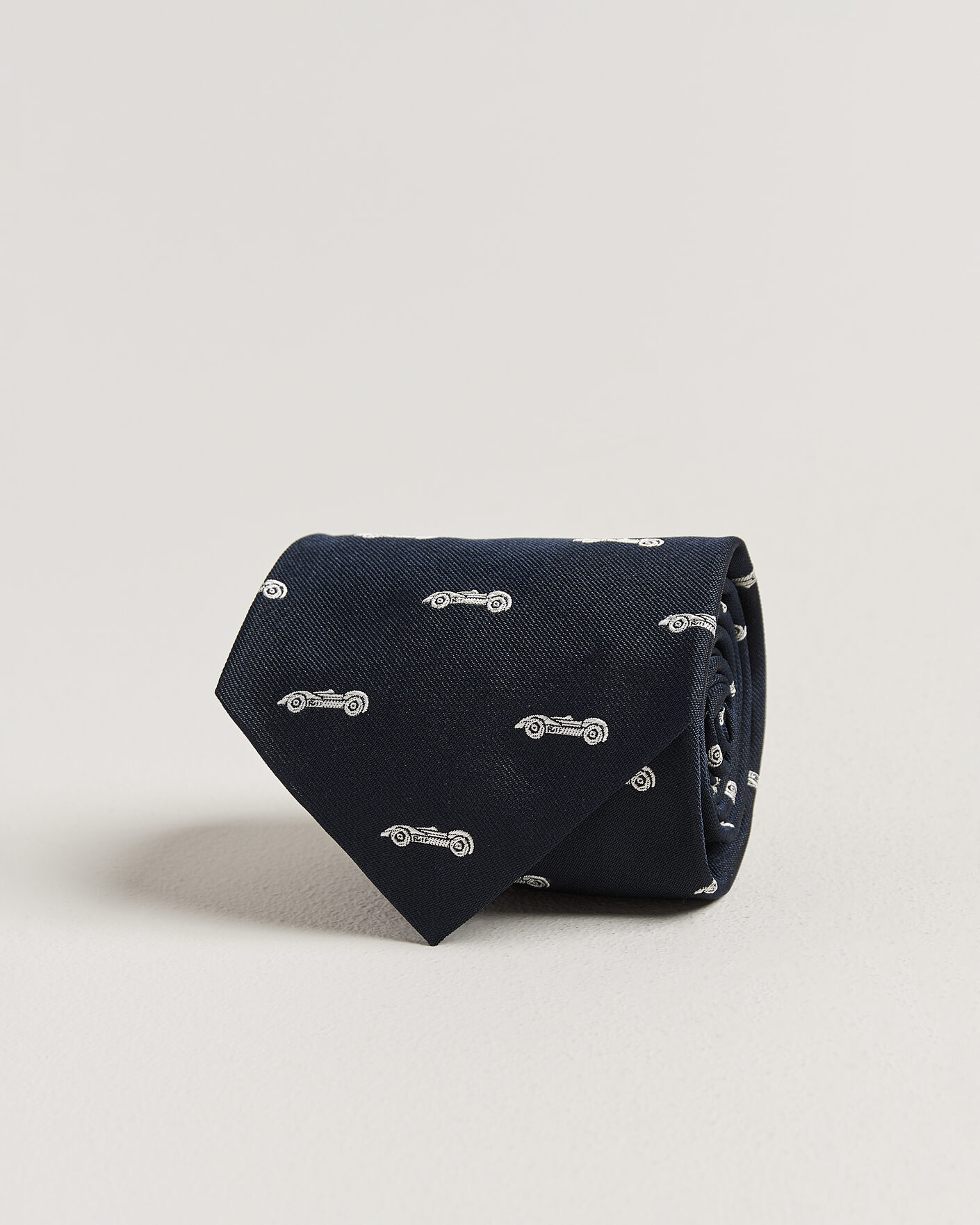 Herre | Slips | Ralph Lauren Purple Label | Jacquard Race Cars Silk Tie Navy