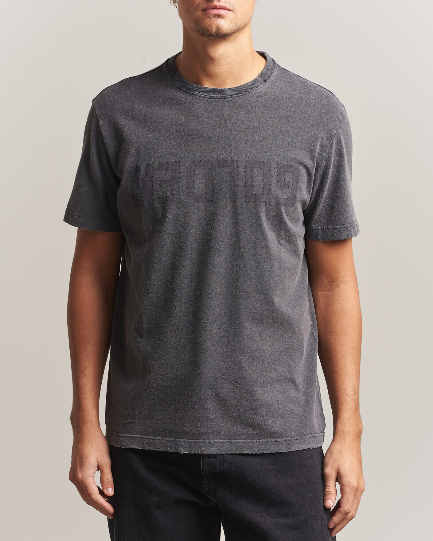 Herre | T-Shirts | Golden Goose | Distressed Cotton T-Shirt Anthracite