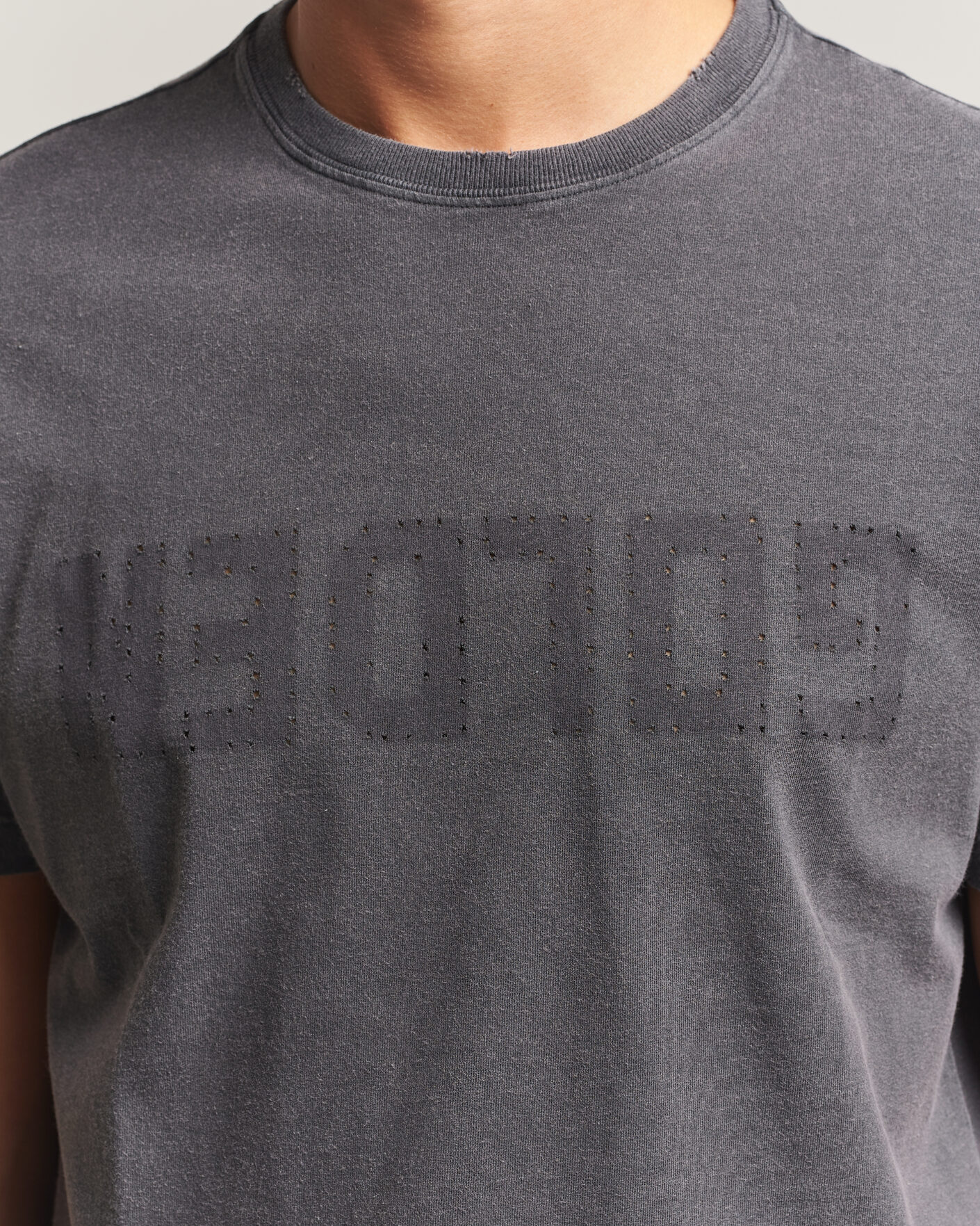 Herre | T-Shirts | Golden Goose | Distressed Cotton T-Shirt Anthracite