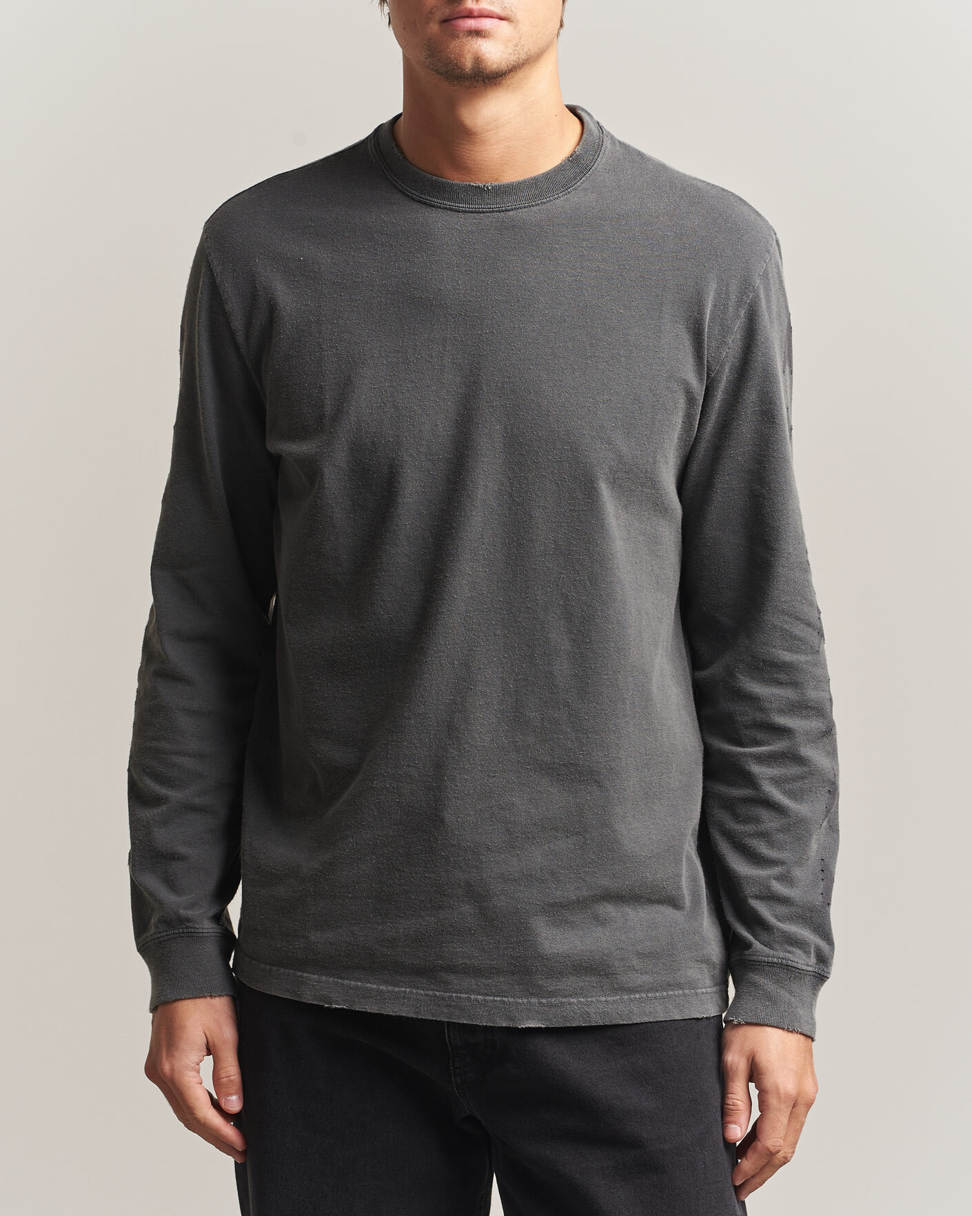 Herre | Trøjer | Golden Goose | Long Sleeve Garment Dyed T-Shirt Anthracite