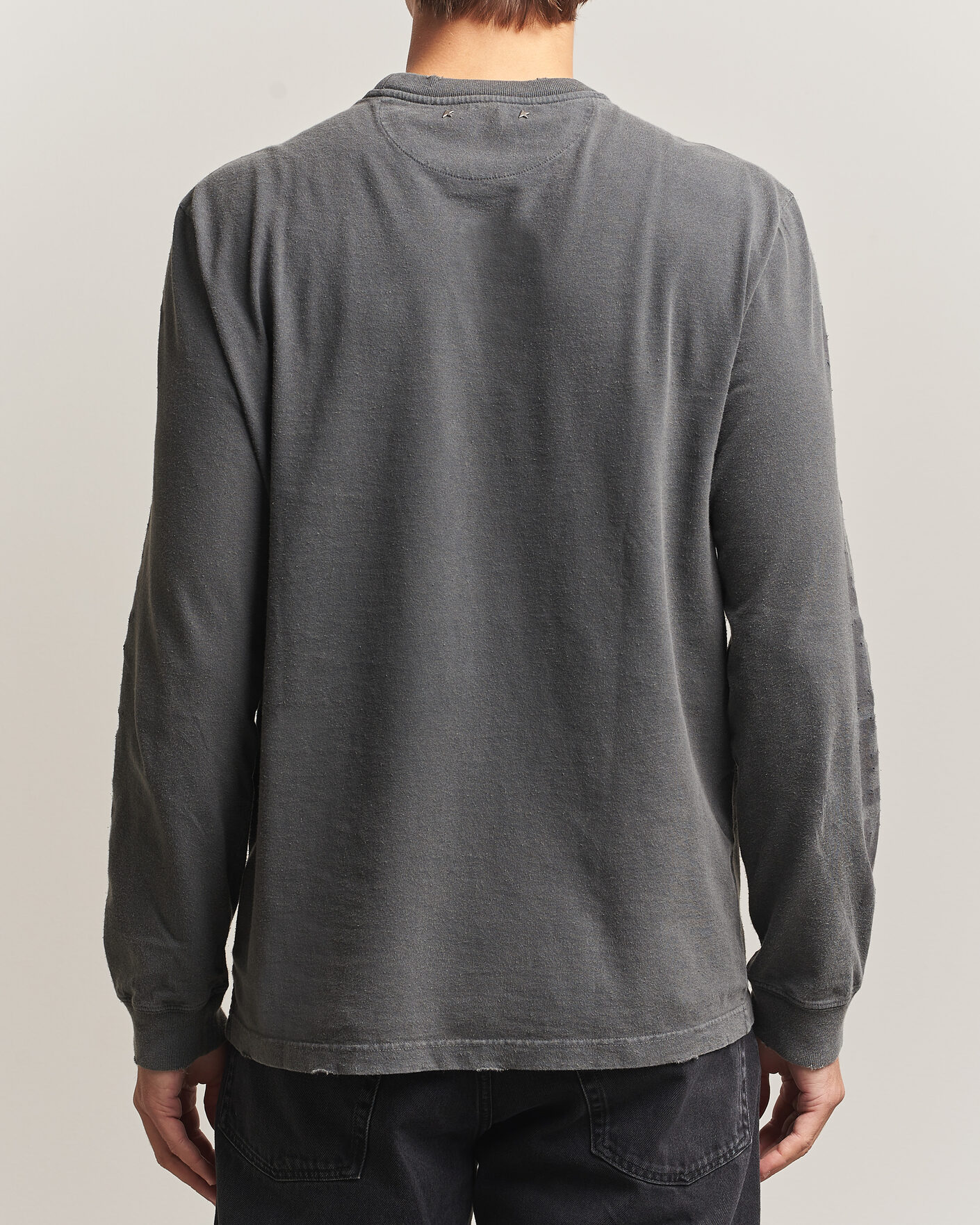 Herre | Trøjer | Golden Goose | Long Sleeve Garment Dyed T-Shirt Anthracite