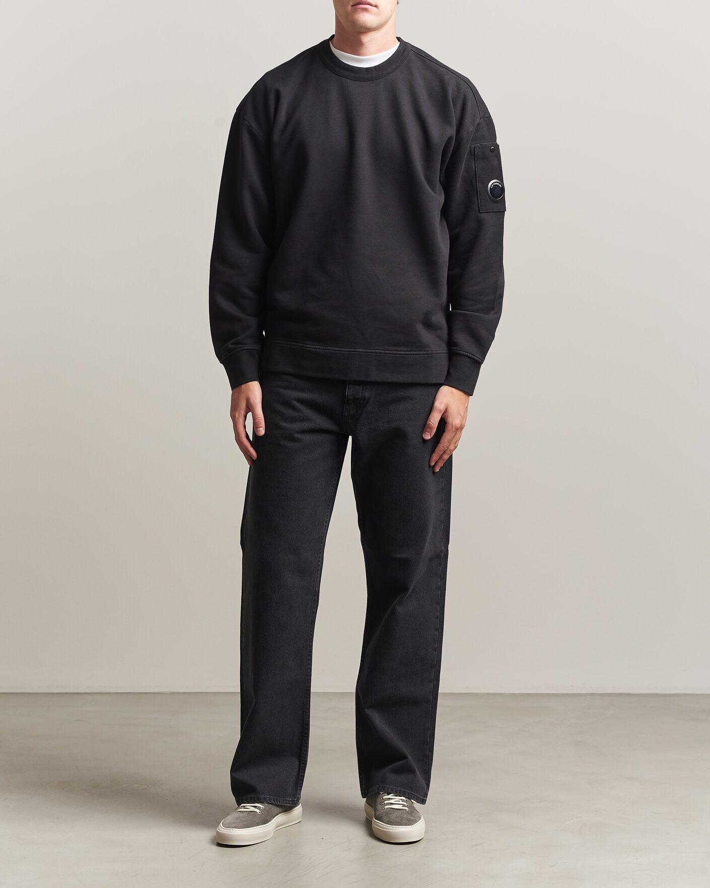Herre | Trøjer | C.P. Company | Brushed Emerized Fleece Lens Sweatshirt Black