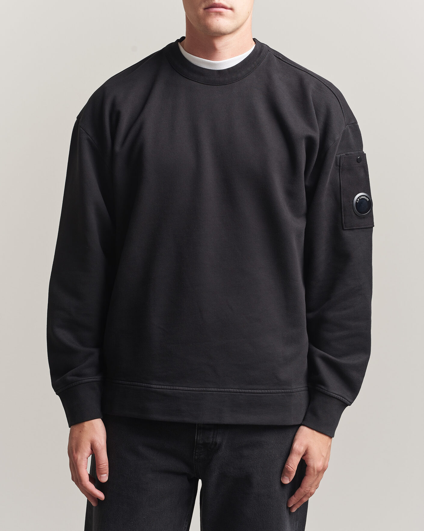 Herre | Trøjer | C.P. Company | Brushed Emerized Fleece Lens Sweatshirt Black
