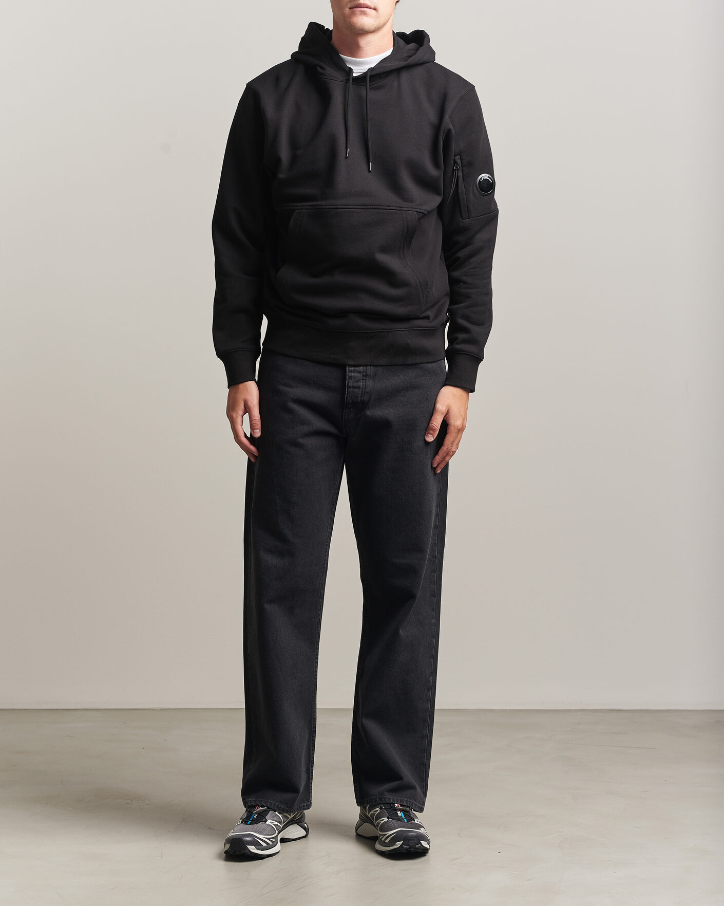 Herre | Trøjer | C.P. Company | Diagonal Raised Fleece Lens Hood Black