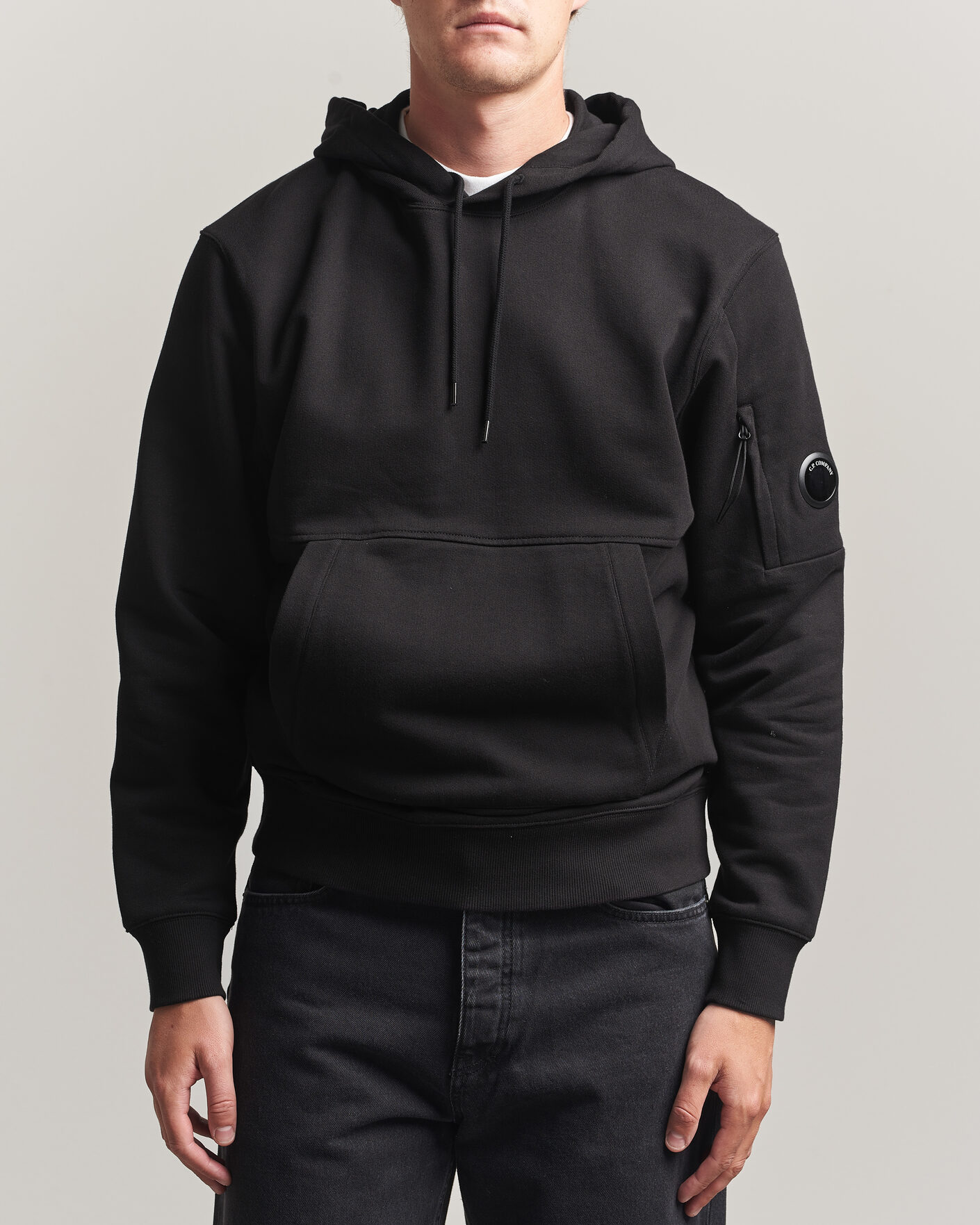 Herre | Trøjer | C.P. Company | Diagonal Raised Fleece Lens Hood Black