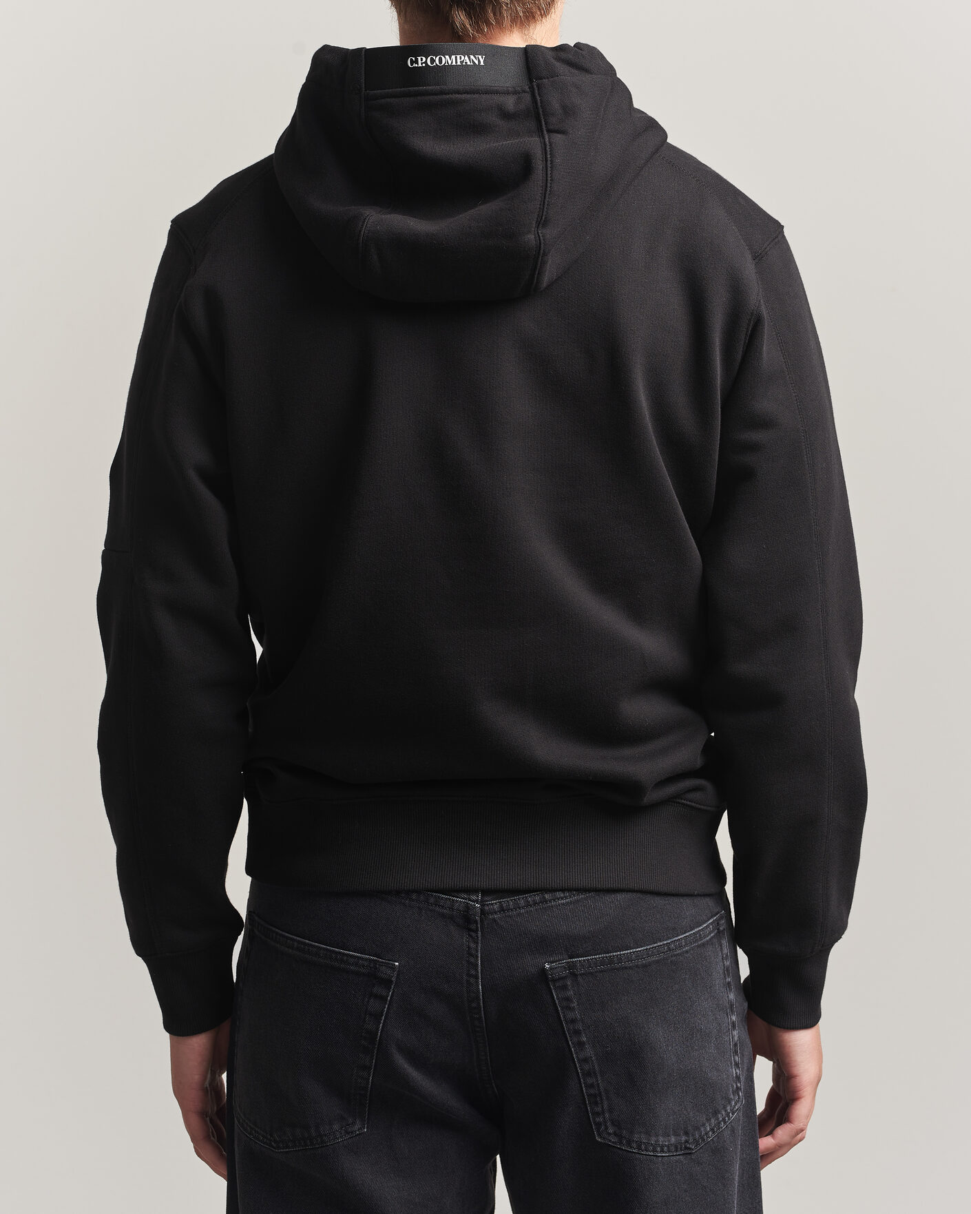 Herre | Trøjer | C.P. Company | Diagonal Raised Fleece Lens Hood Black