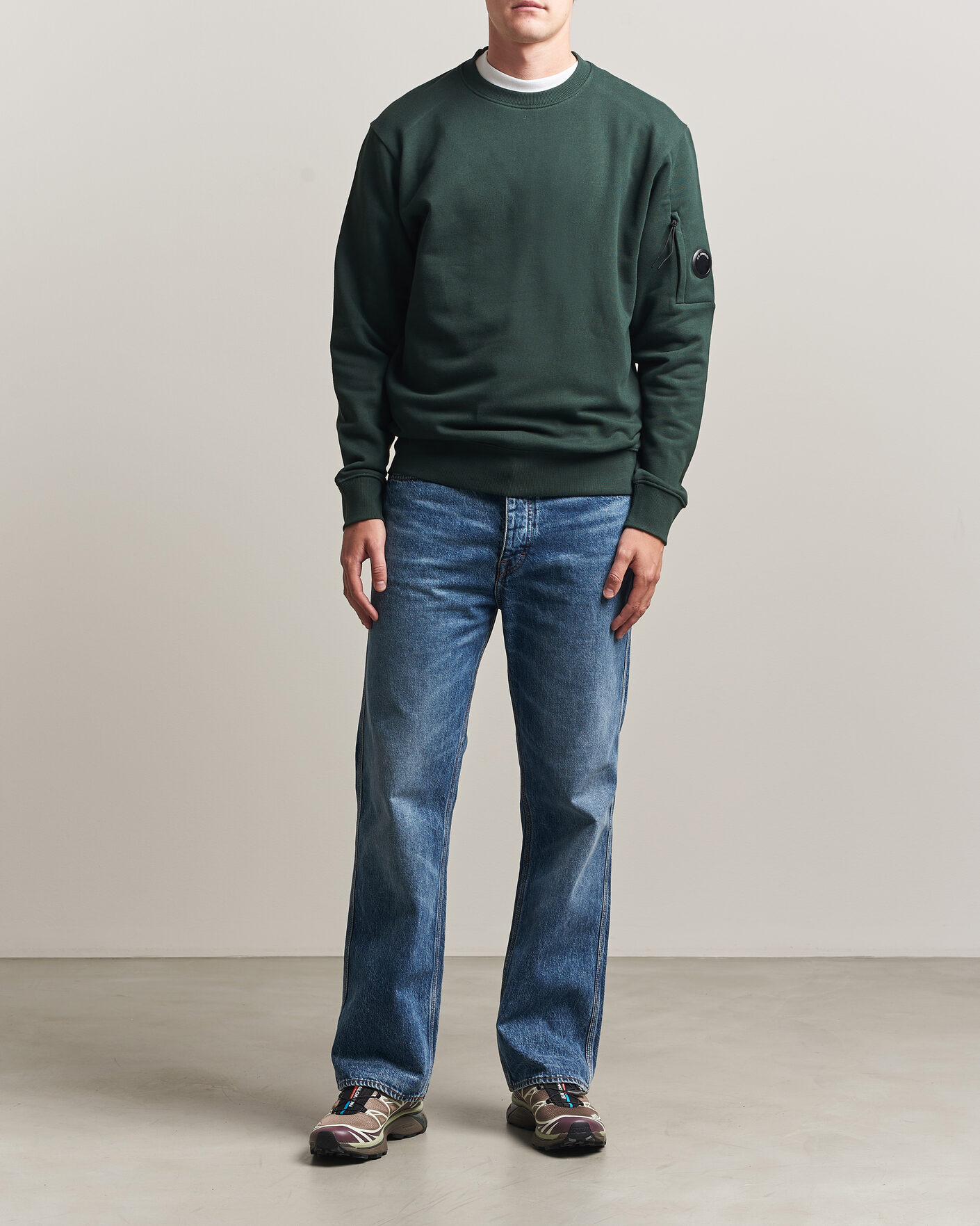 Herre | Trøjer | C.P. Company | Diagonal Raised Fleece Lens Sweatshirt Emerald Green