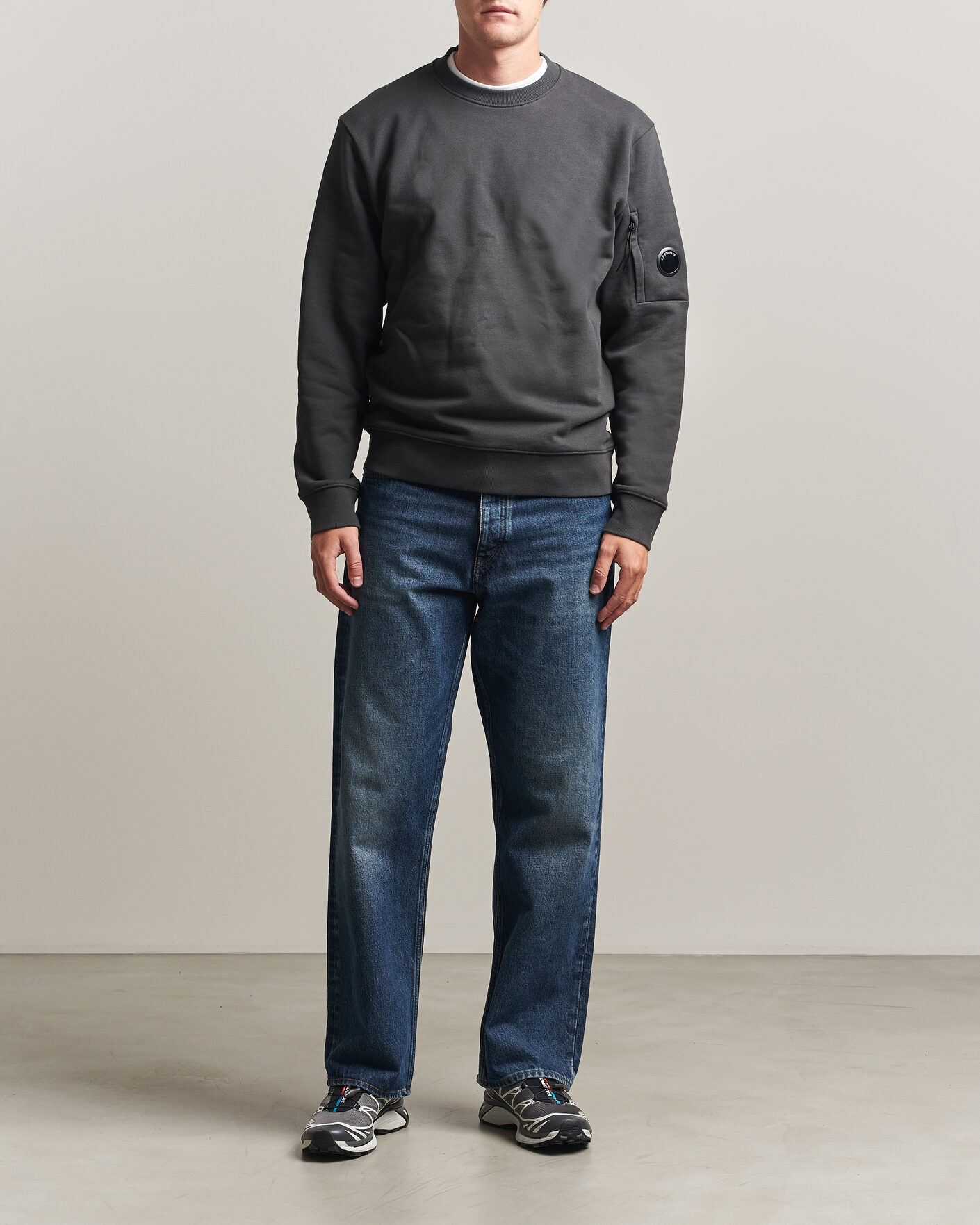 Herre | Trøjer | C.P. Company | Diagonal Raised Fleece Lens Sweatshirt Dark Grey