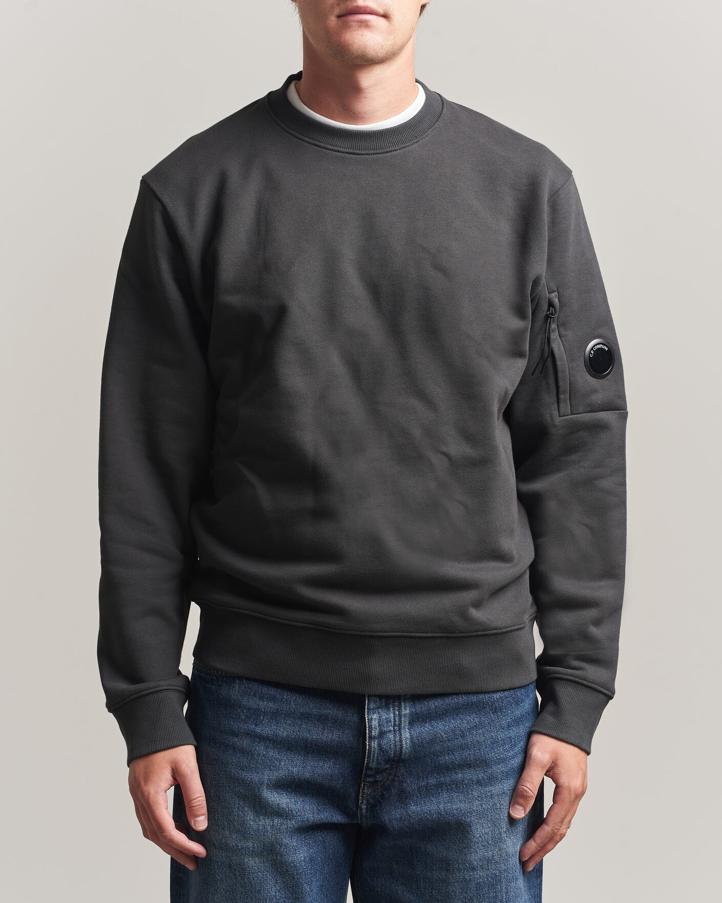 Herre | Trøjer | C.P. Company | Diagonal Raised Fleece Lens Sweatshirt Dark Grey