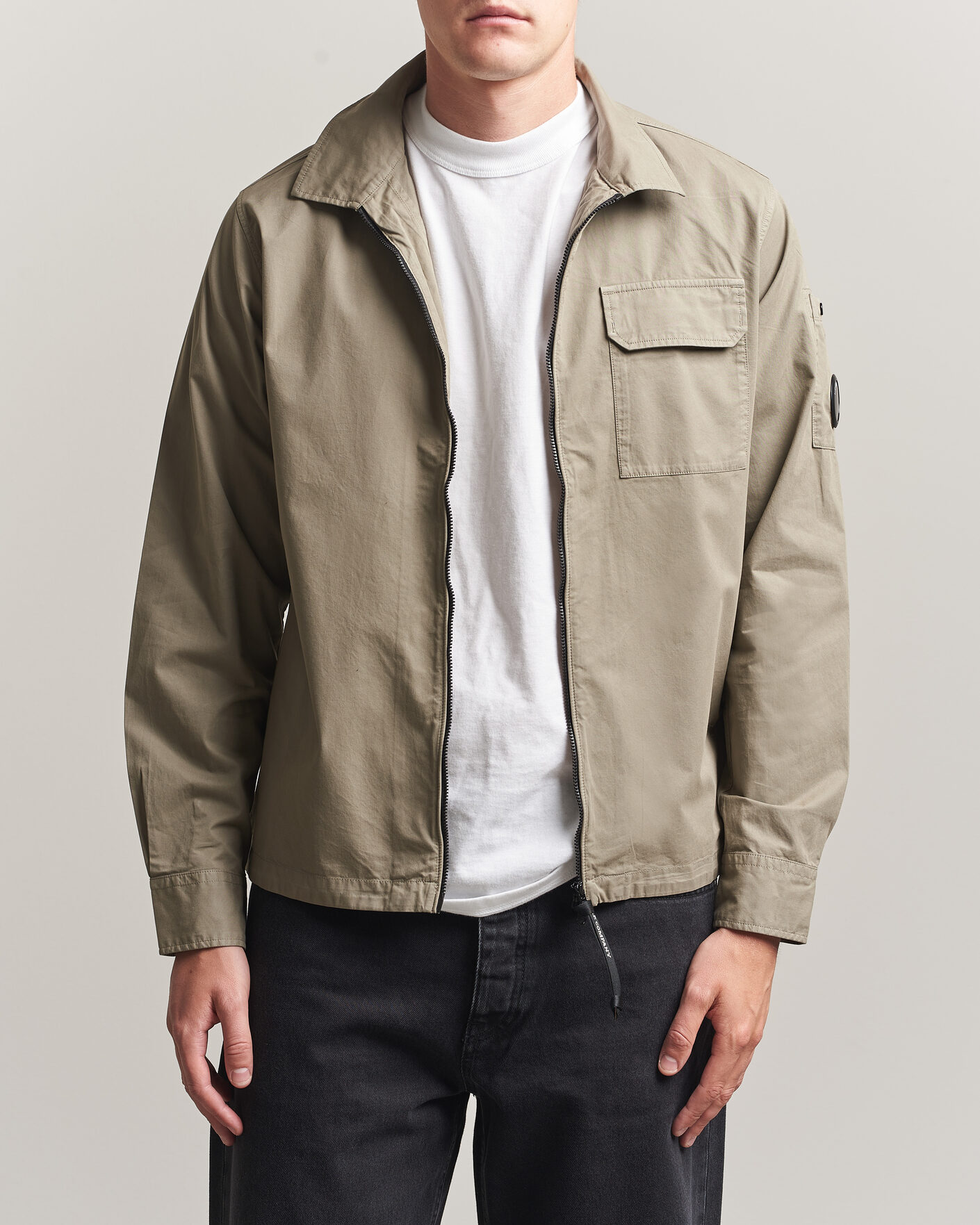 Herre | Skjorter | C.P. Company | Organic Cotton Gabardine Zip Overshirt Grey