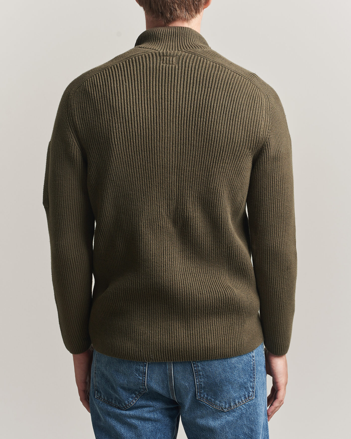 Herre | Trøjer | C.P. Company | Full Rib Knitted Cotton Half Button Dark Green