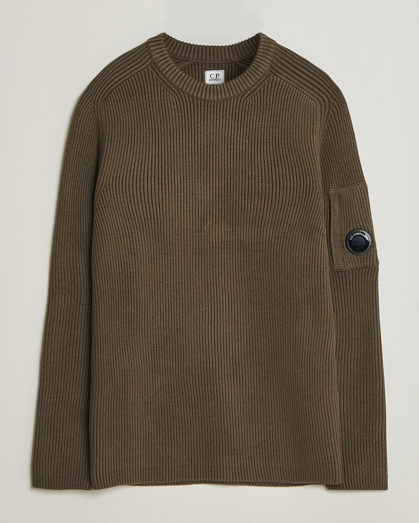 Herre | Trøjer | C.P. Company | Full Rib Knitted Cotton Crew Neck Dark Green