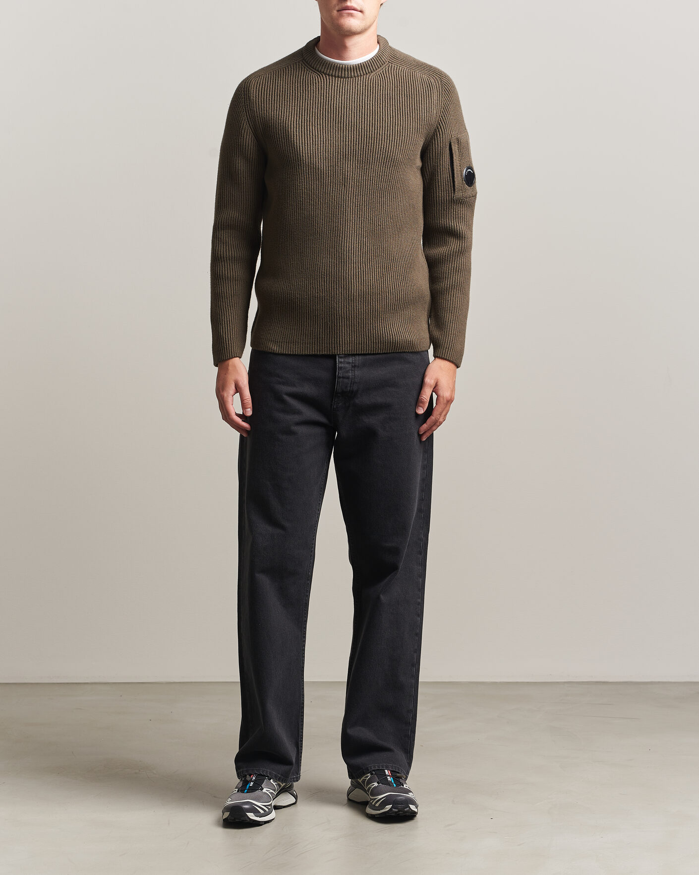 Herre | Trøjer | C.P. Company | Full Rib Knitted Cotton Crew Neck Dark Green