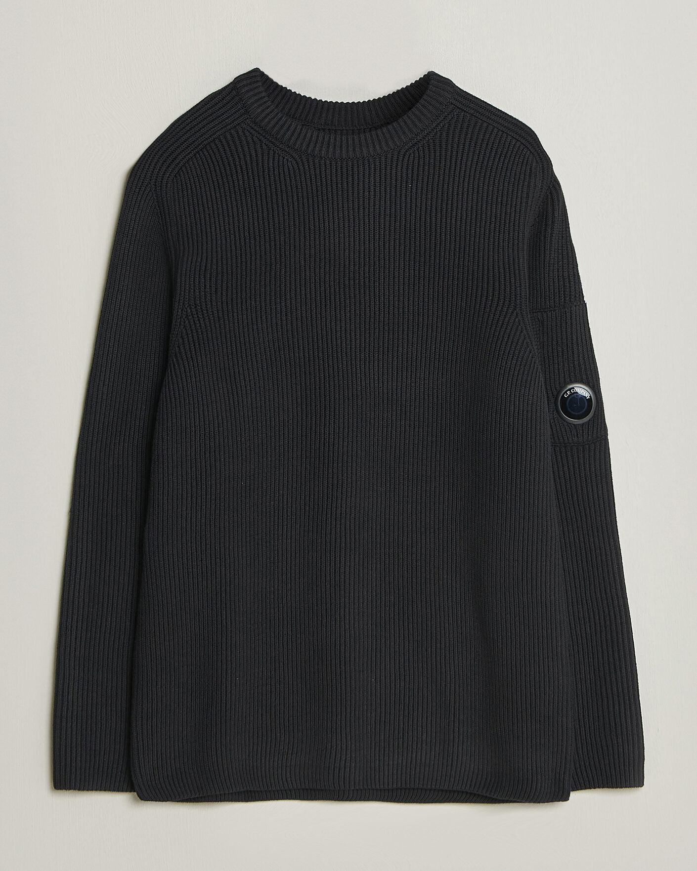 Herre | Trøjer | C.P. Company | Full Rib Knitted Cotton Crew Neck Black