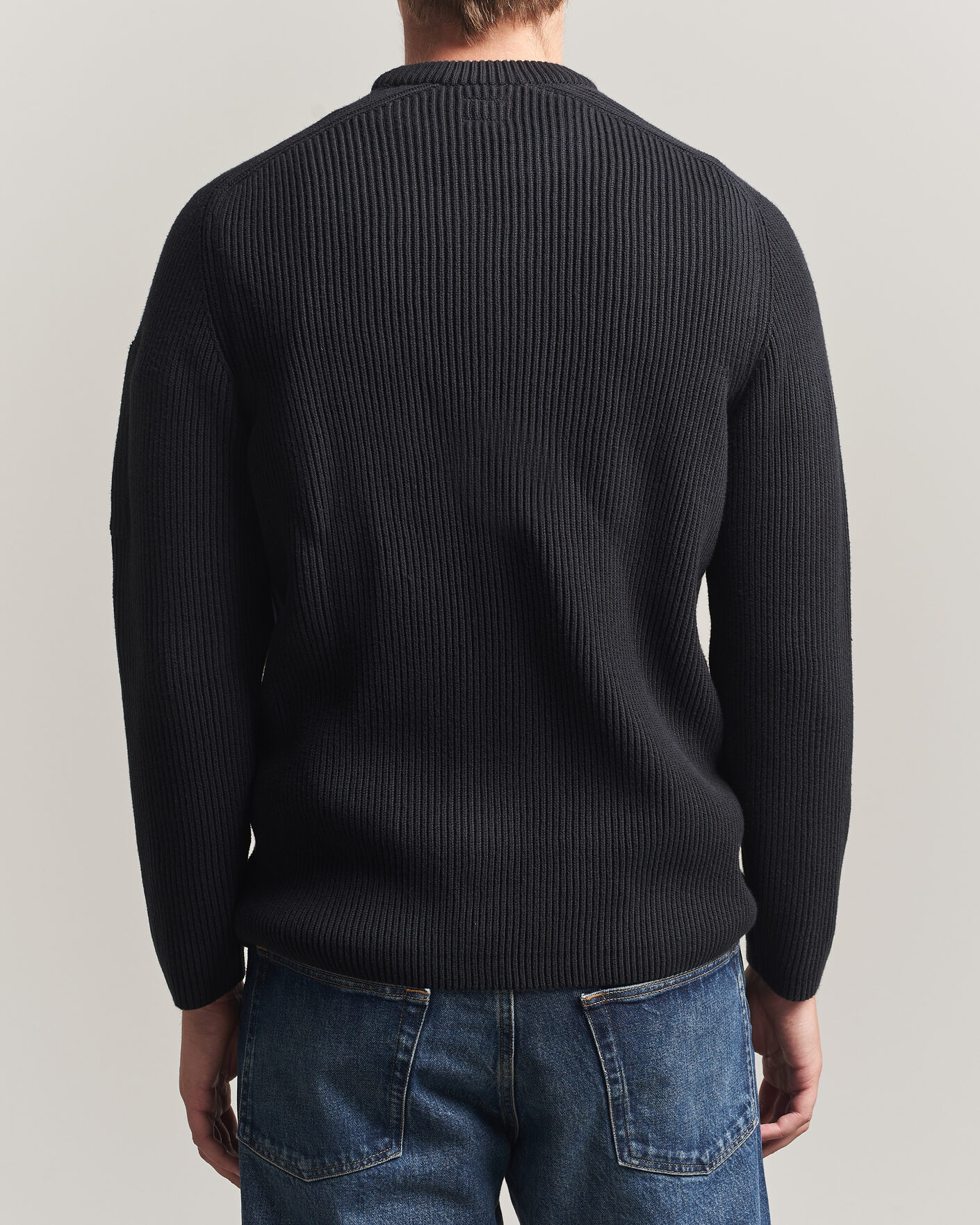 Herre | Trøjer | C.P. Company | Full Rib Knitted Cotton Crew Neck Black
