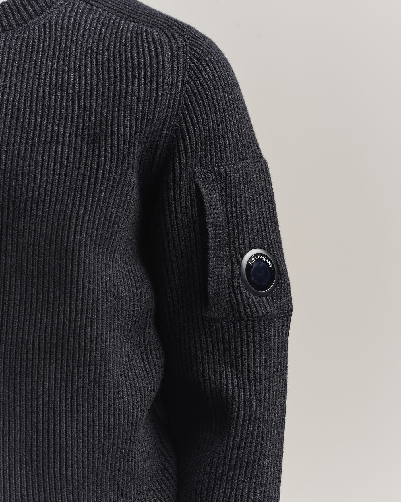Herre | Trøjer | C.P. Company | Full Rib Knitted Cotton Crew Neck Black