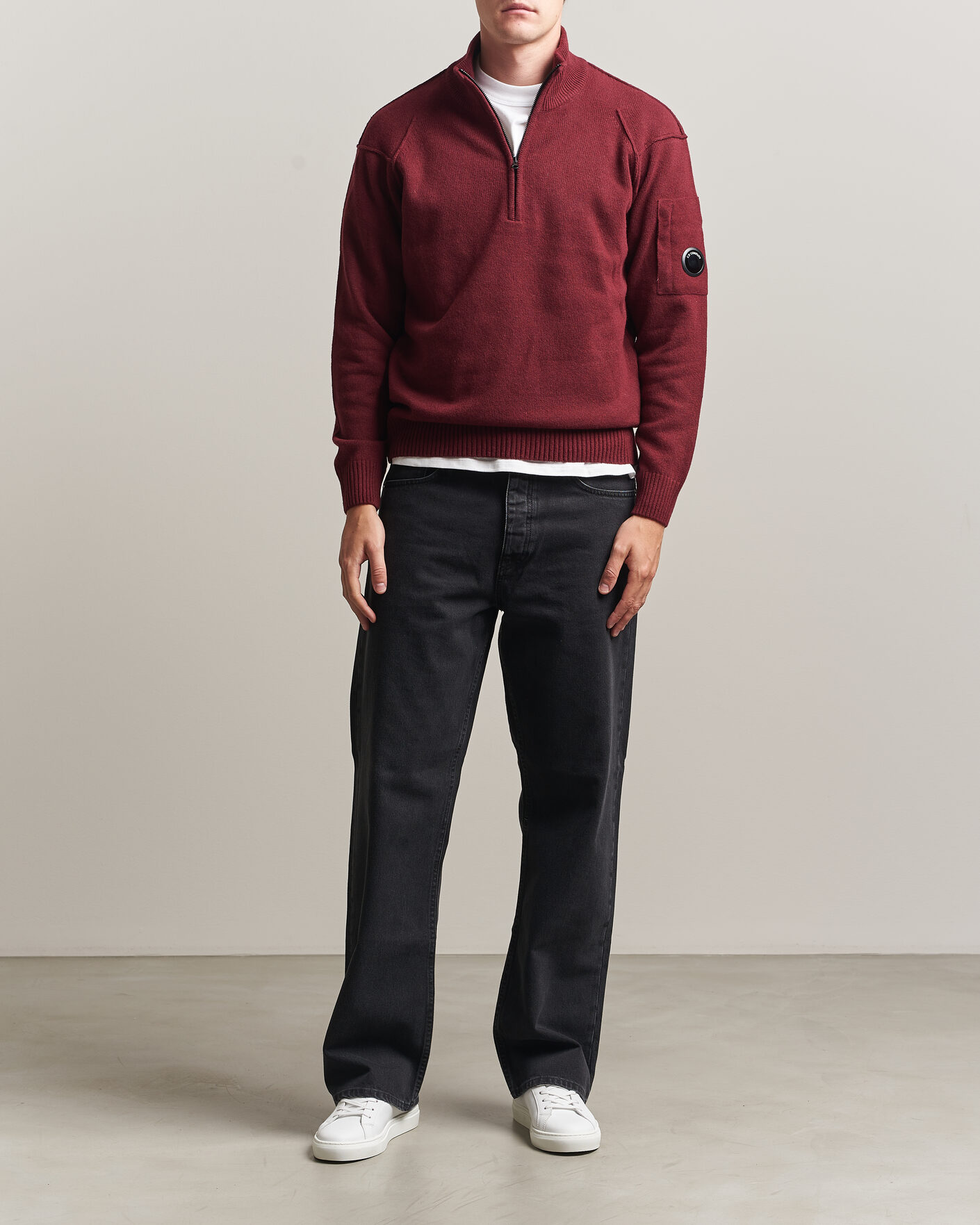 Herre | Trøjer | C.P. Company | Knitted Lambswool Half-Zip Burgundy