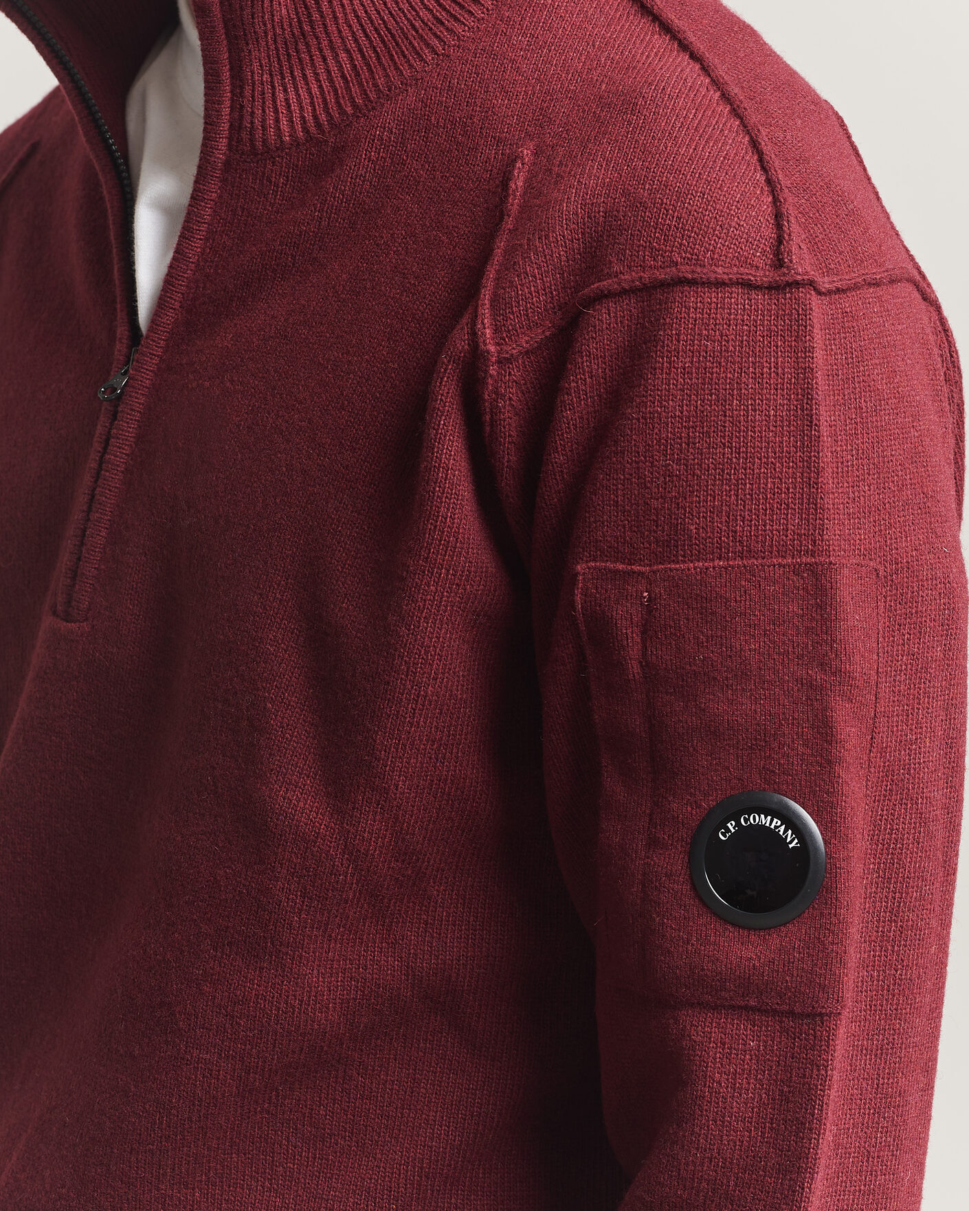 Herre | Trøjer | C.P. Company | Knitted Lambswool Half-Zip Burgundy
