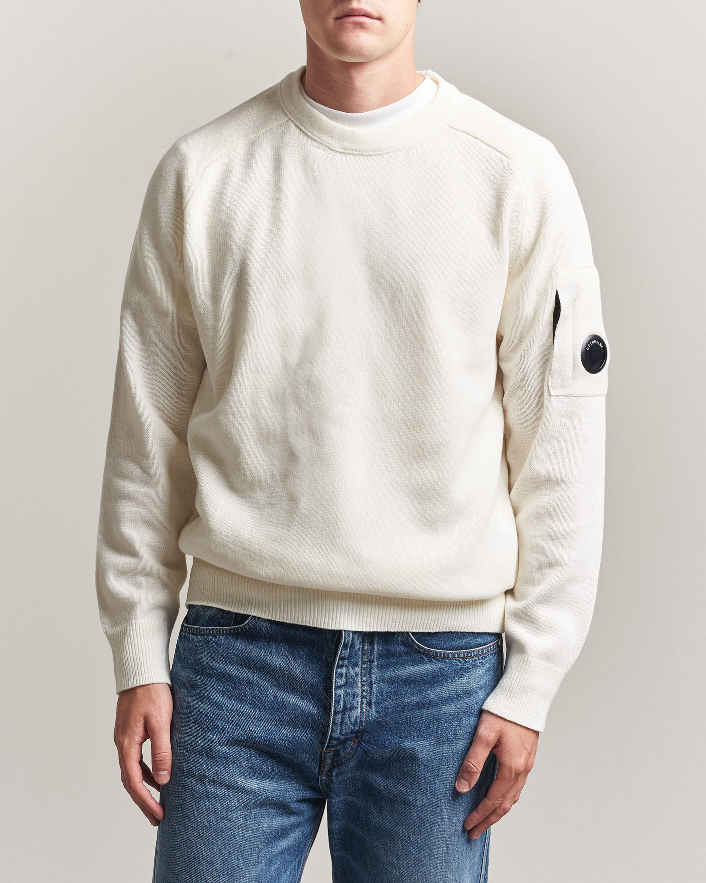 Herre | Trøjer | C.P. Company | Knitted Lambswool Crew Neck White