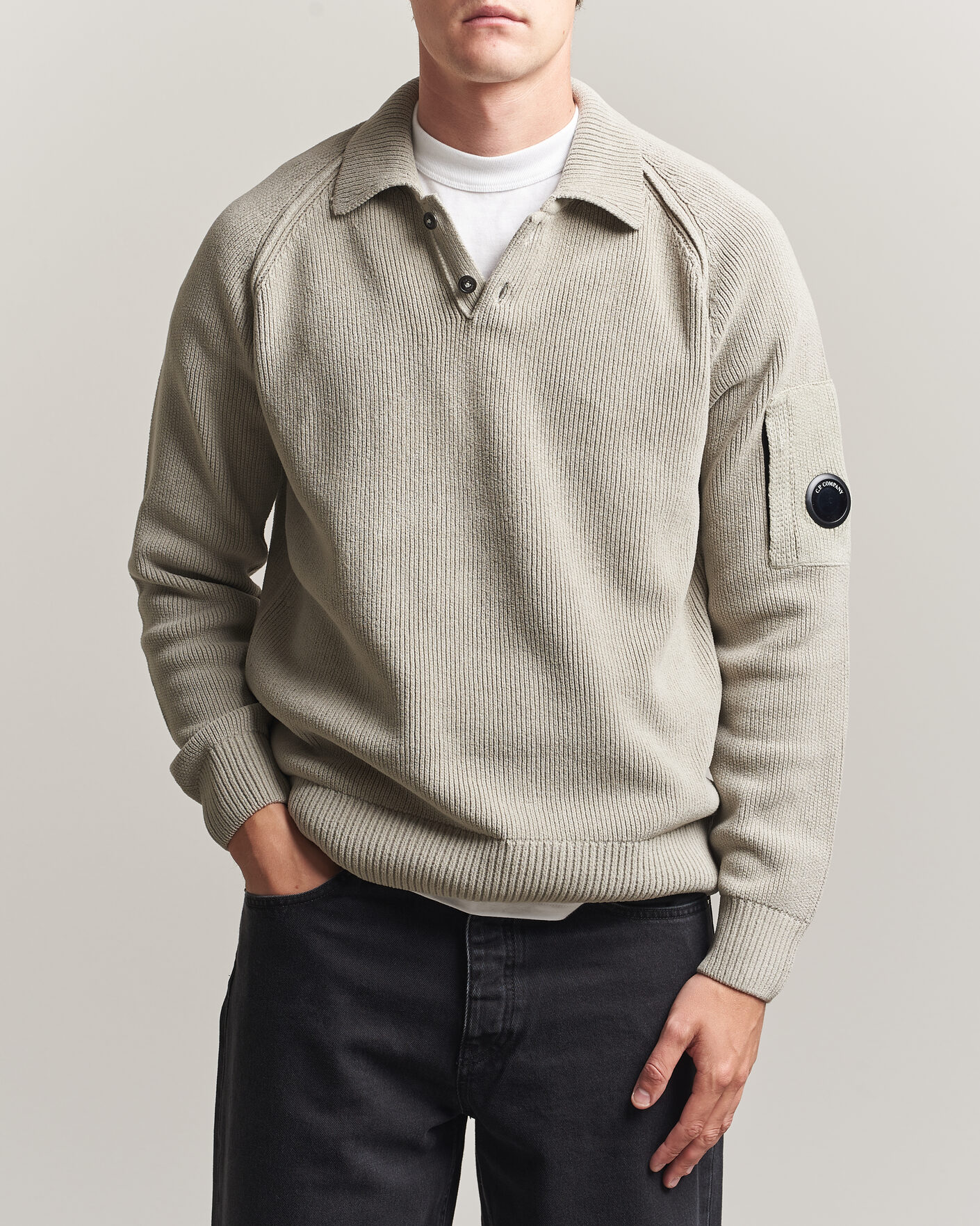 Herre | Trøjer | C.P. Company | Cotton Chenille Polo Collar Light Grey
