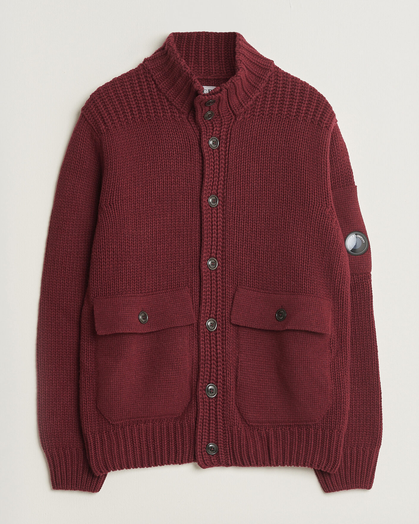 Herre | Trøjer | C.P. Company | Heavy Lambswool Cardigan Burgundy