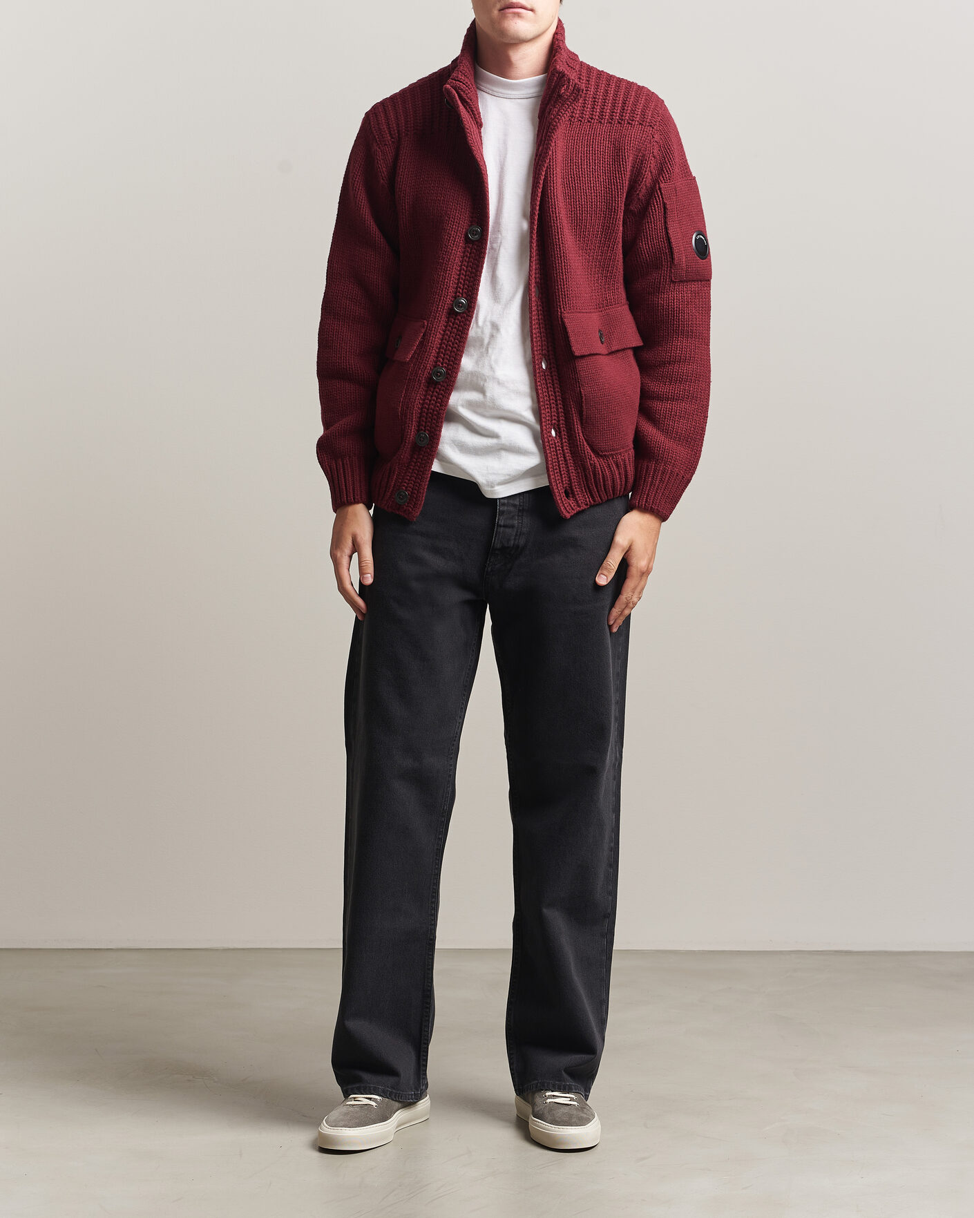Herre | Trøjer | C.P. Company | Heavy Lambswool Cardigan Burgundy