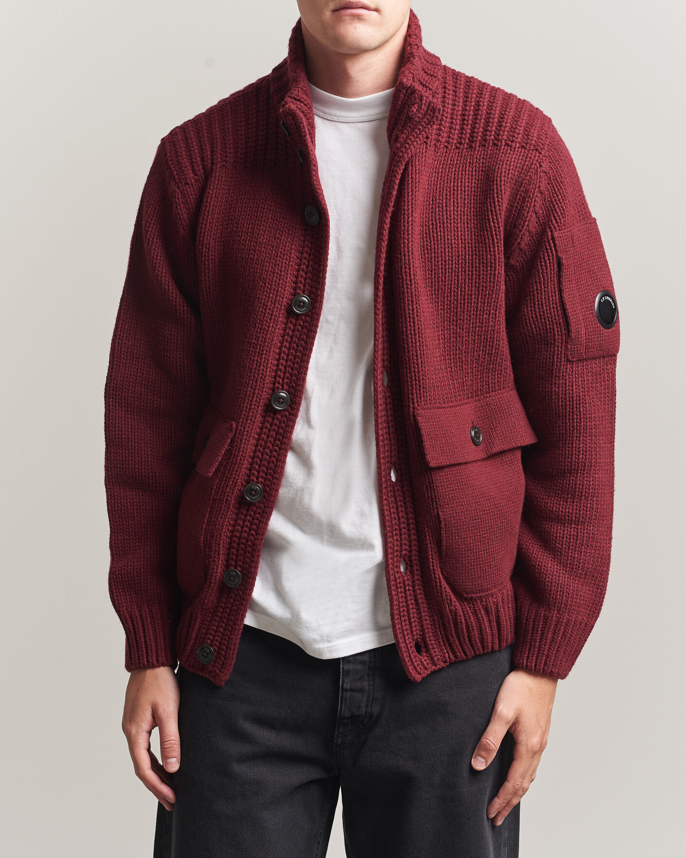 Herre | Trøjer | C.P. Company | Heavy Lambswool Cardigan Burgundy