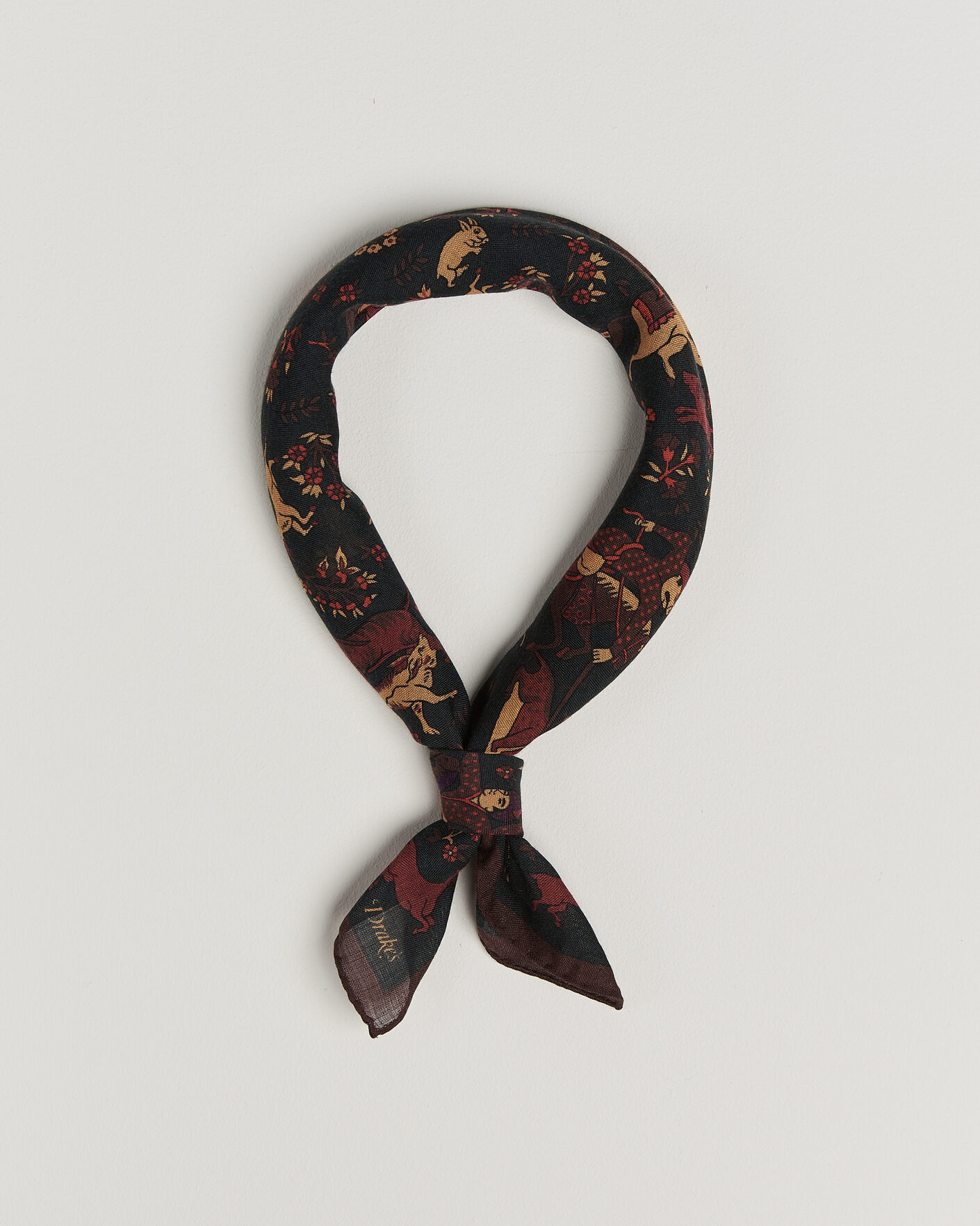 Herre | Tørklæde | Drake's | Moghul Wool/Silk Bandana Green