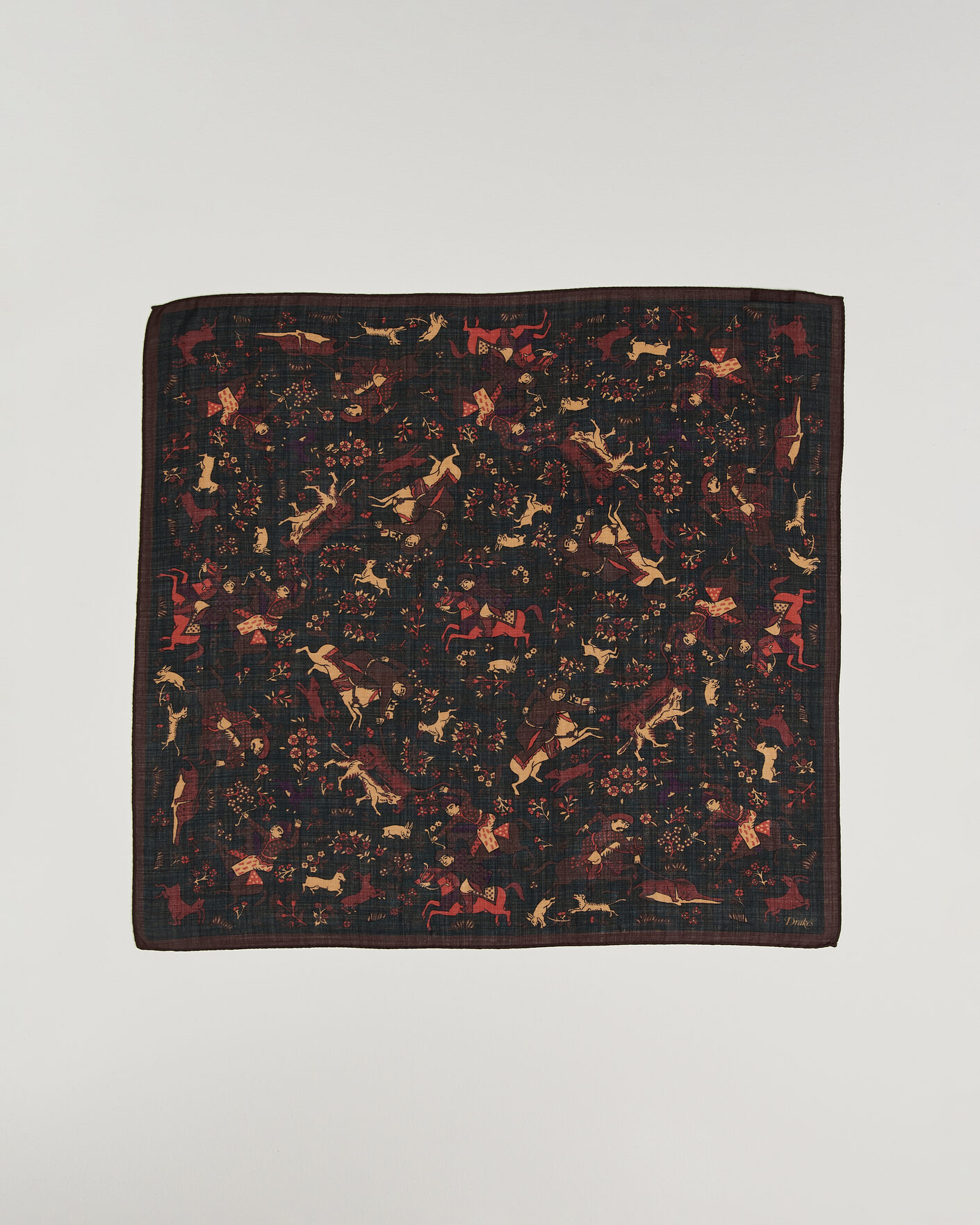 Herre | Tørklæde | Drake's | Moghul Wool/Silk Bandana Green