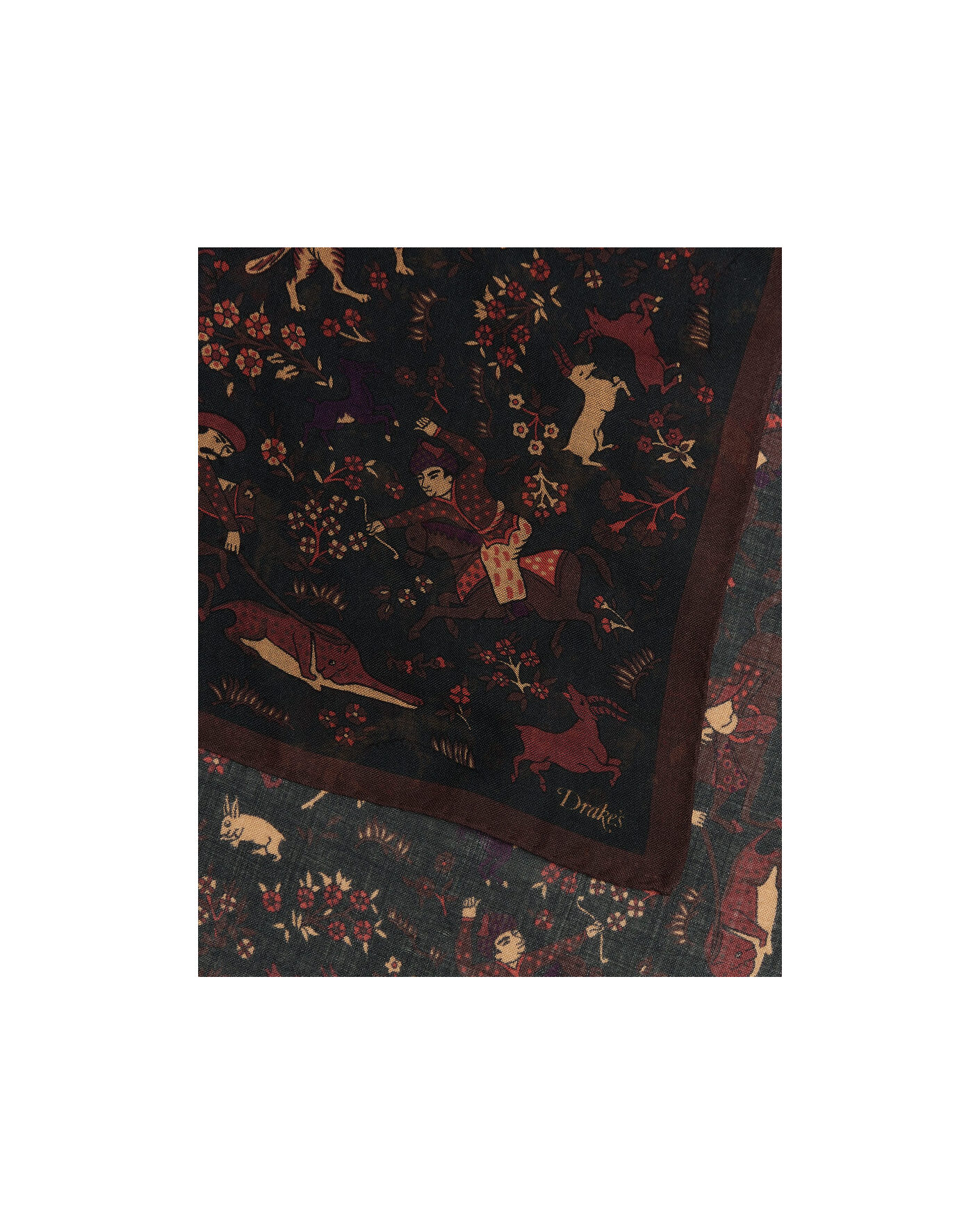 Herre | Tørklæde | Drake's | Moghul Wool/Silk Bandana Green