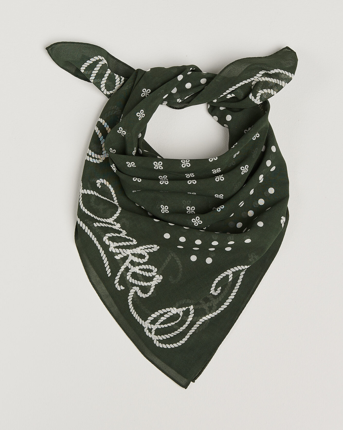 Herre | Tørklæde | Drake's | Rope Border Cotton Bandana Green