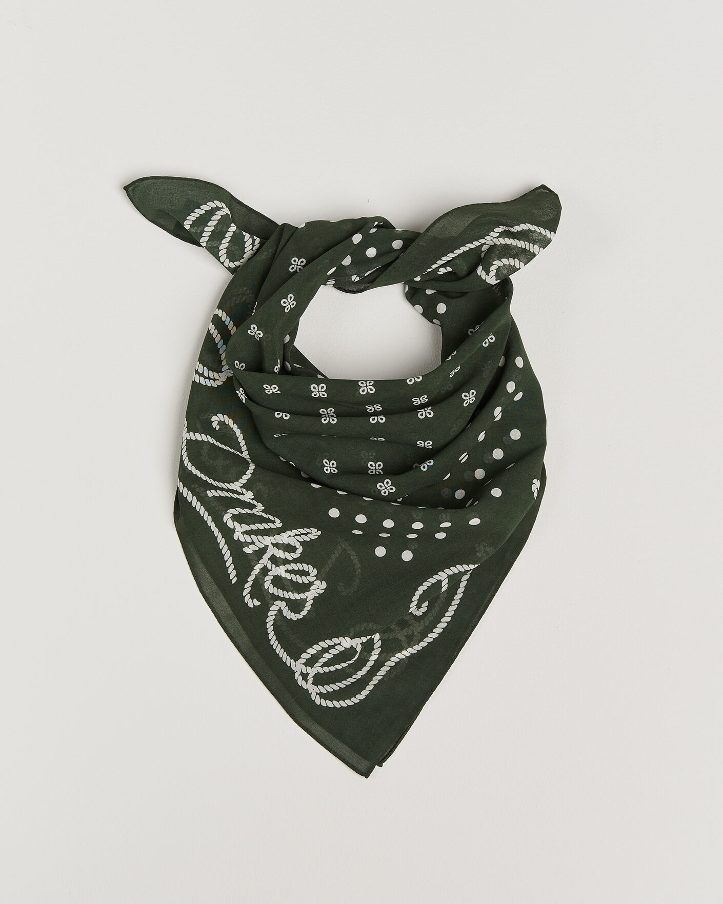 Herre | Tørklæde | Drake's | Rope Border Cotton Bandana Green