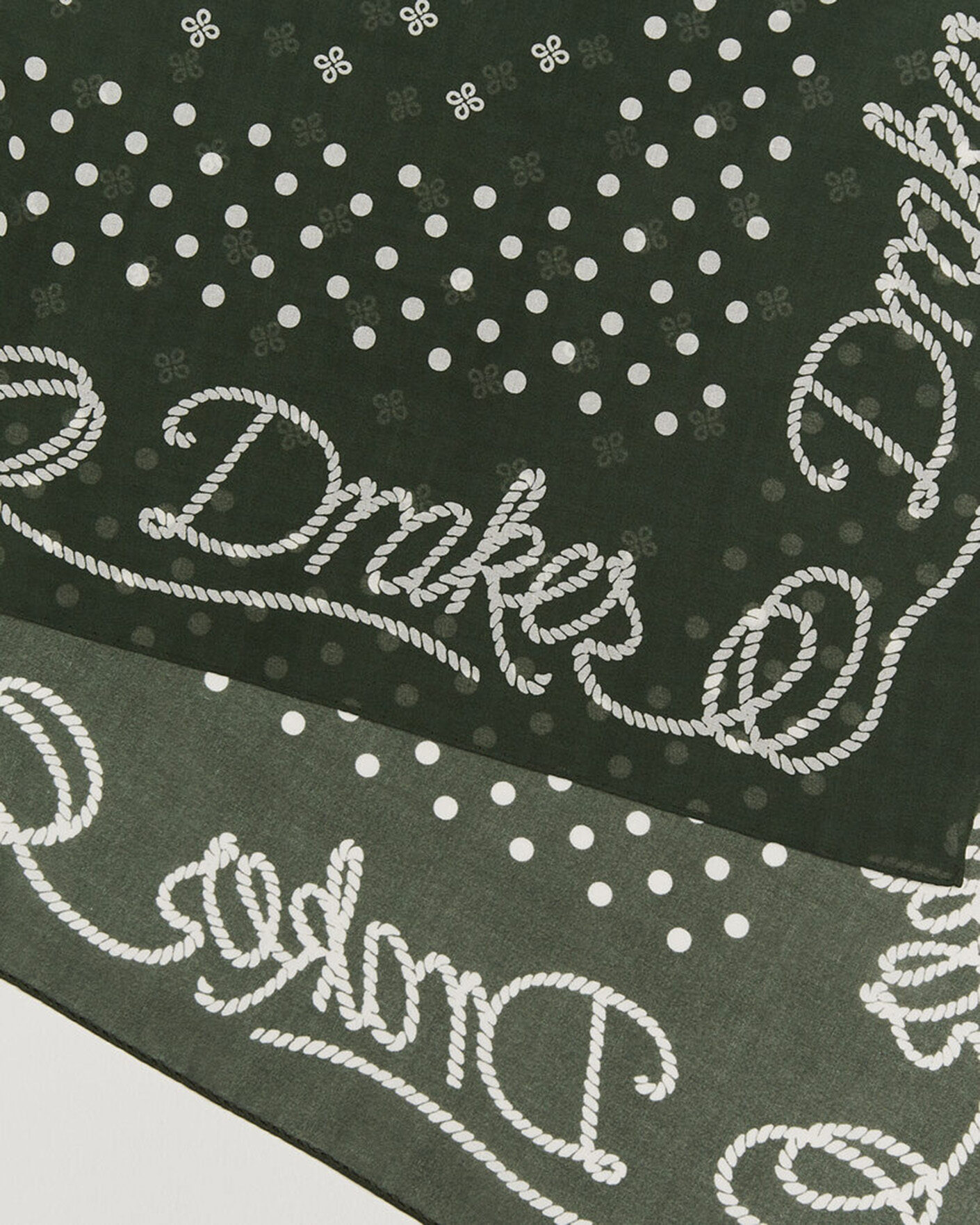 Herre | Tørklæde | Drake's | Rope Border Cotton Bandana Green
