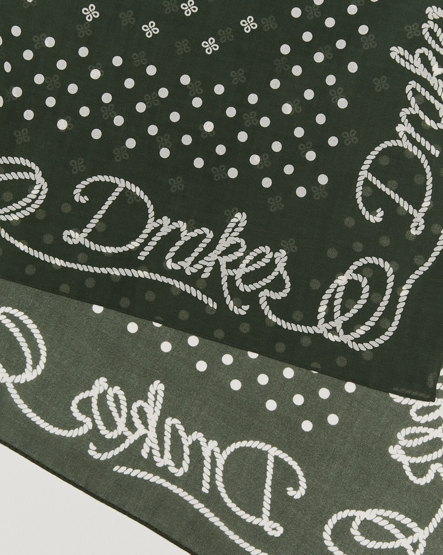 Herre | Tørklæde | Drake's | Rope Border Cotton Bandana Green