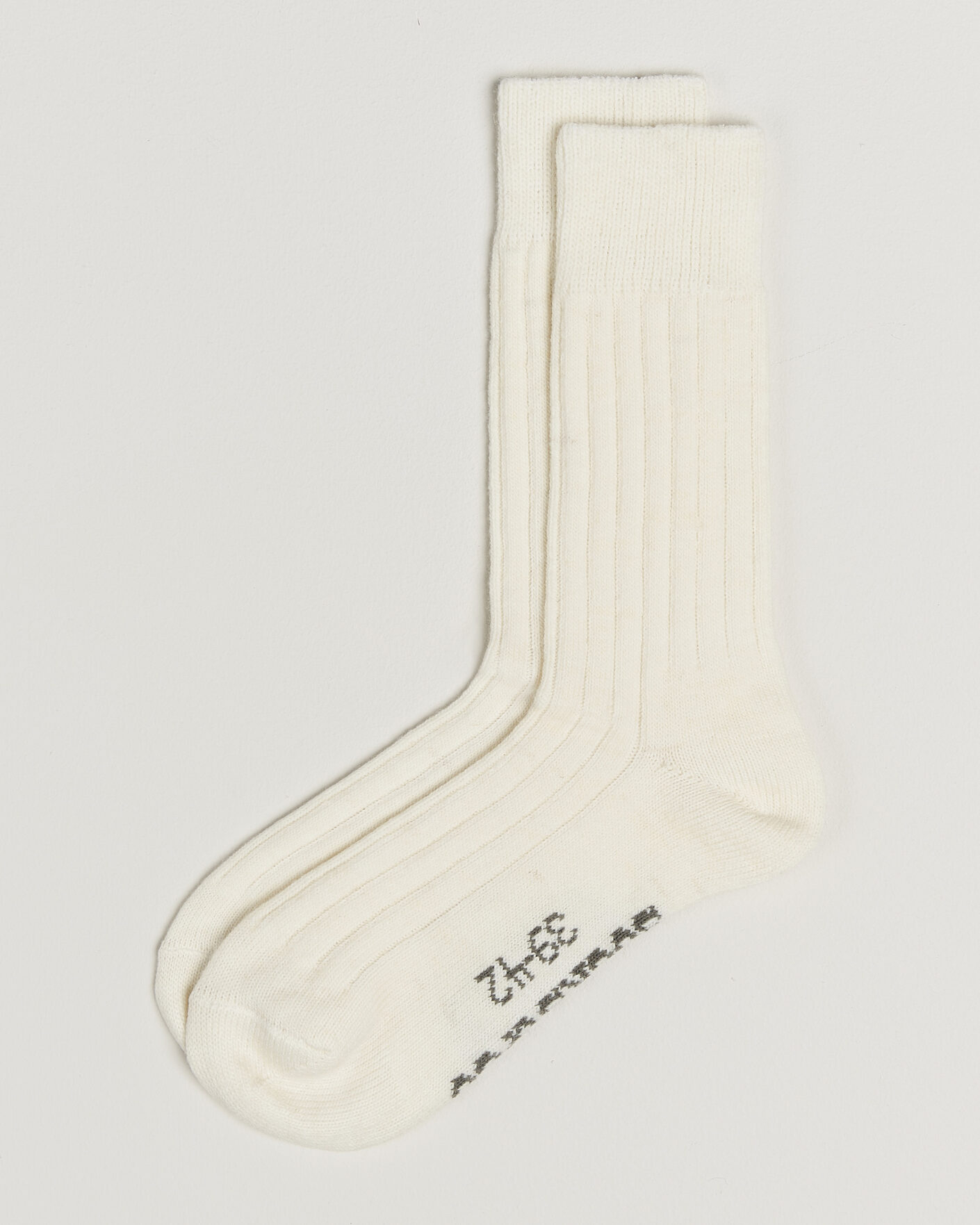 Herre | Undertøj | Alpacasocks & Co | 2-Pack Ribbed Alpacka Wool Socks Off White
